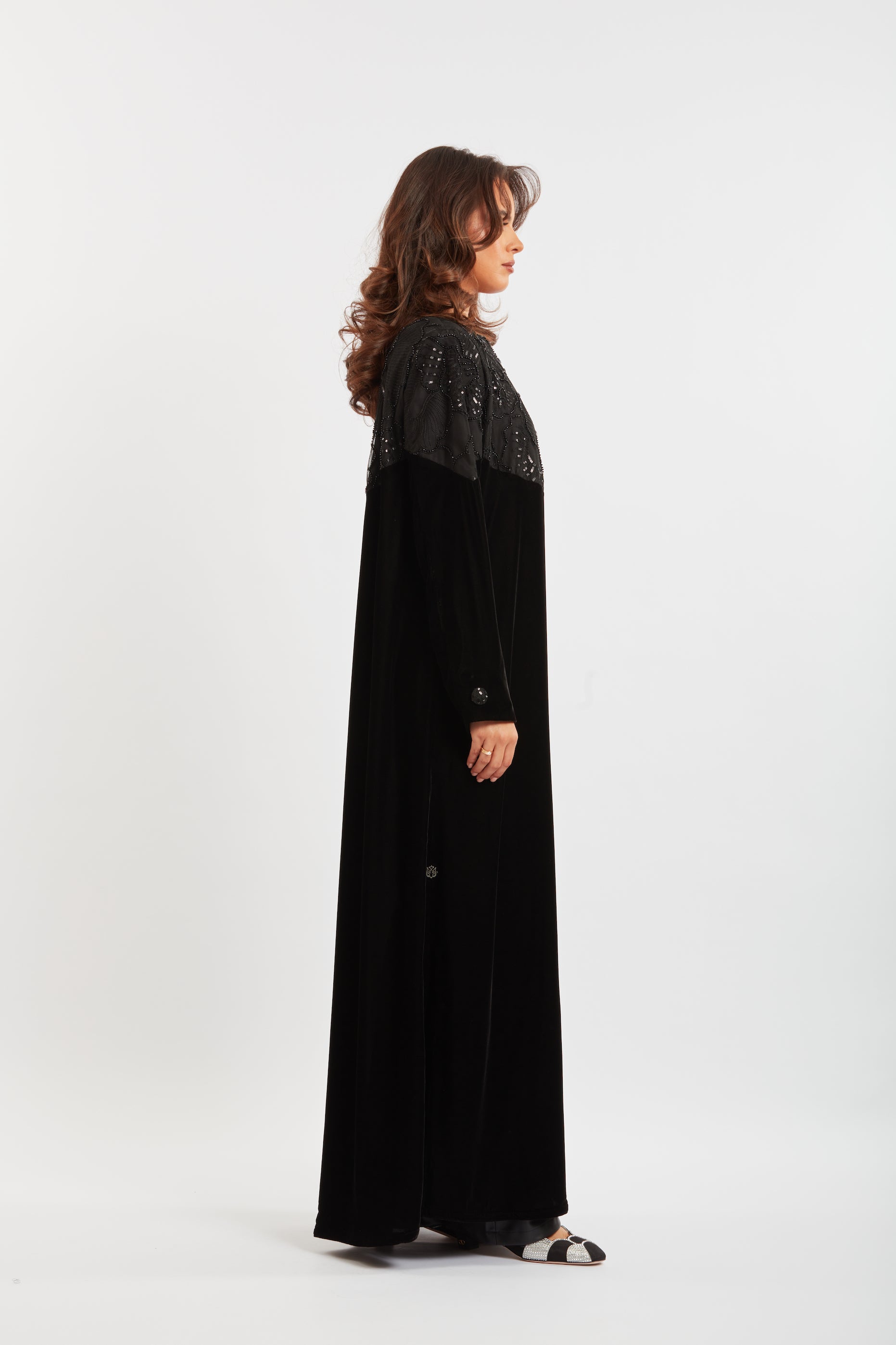 Embroidered Velvet Abaya