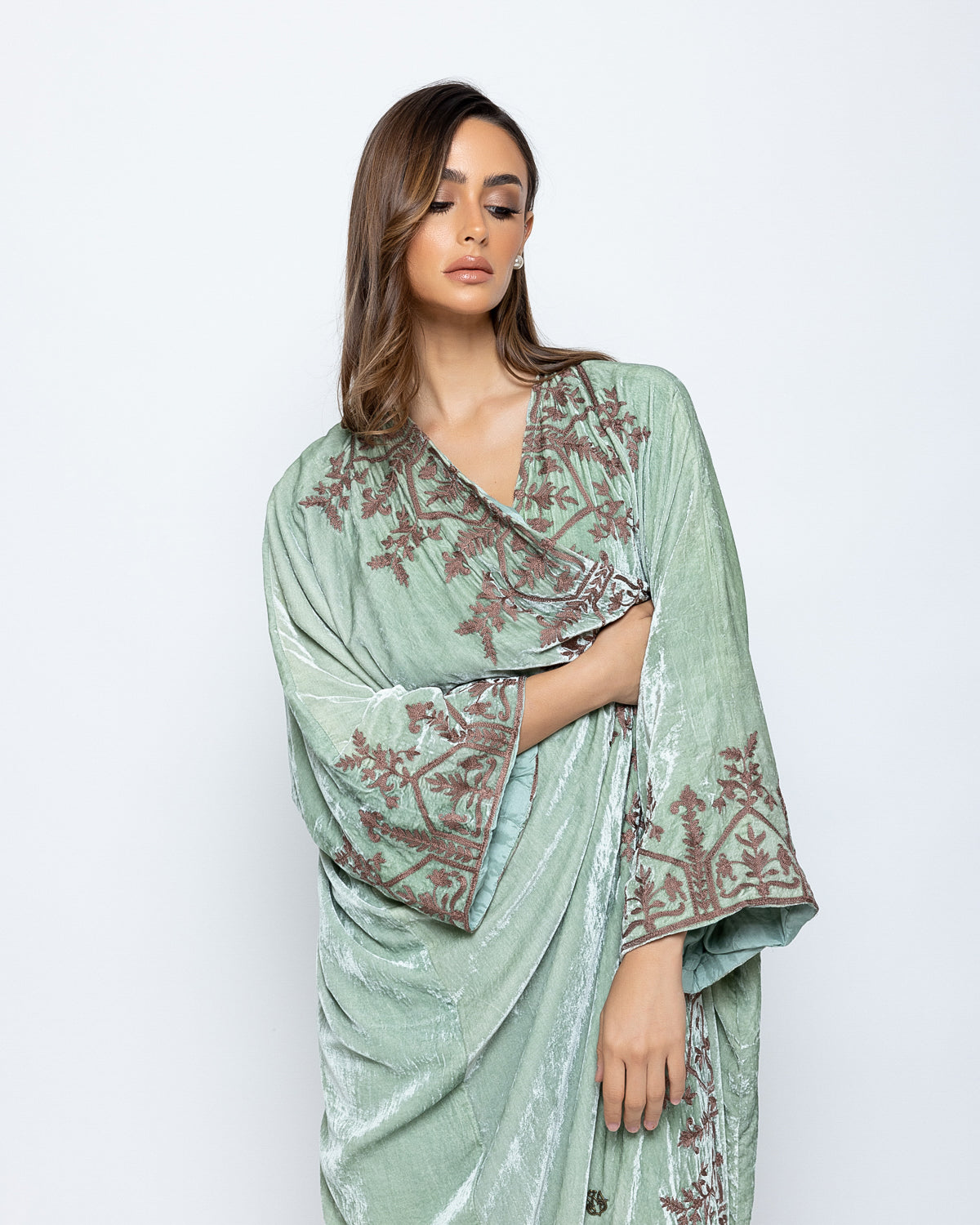 Silk Velvet Embroidered Abaya image 2