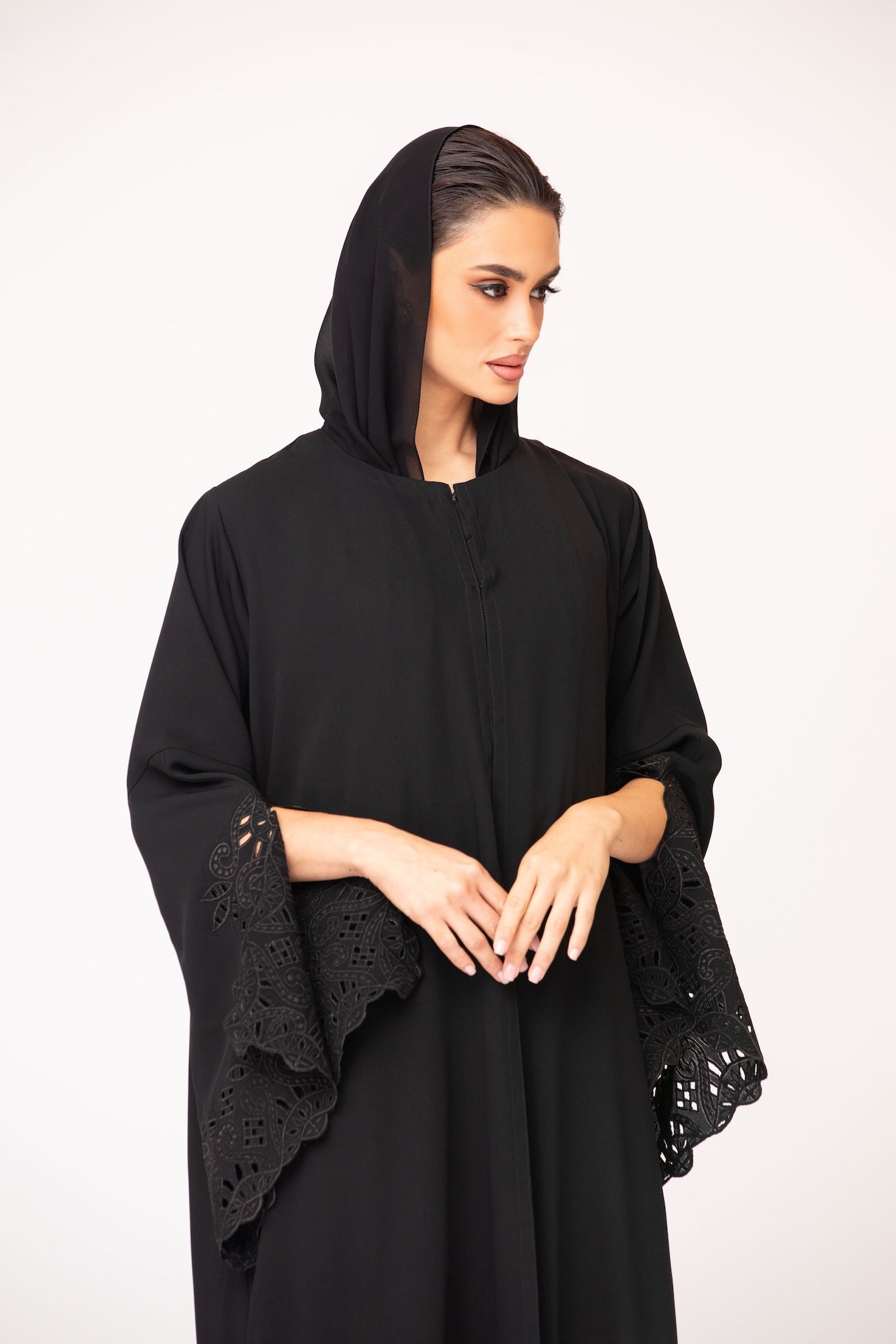 Bell Sleeves Cutwork Abaya