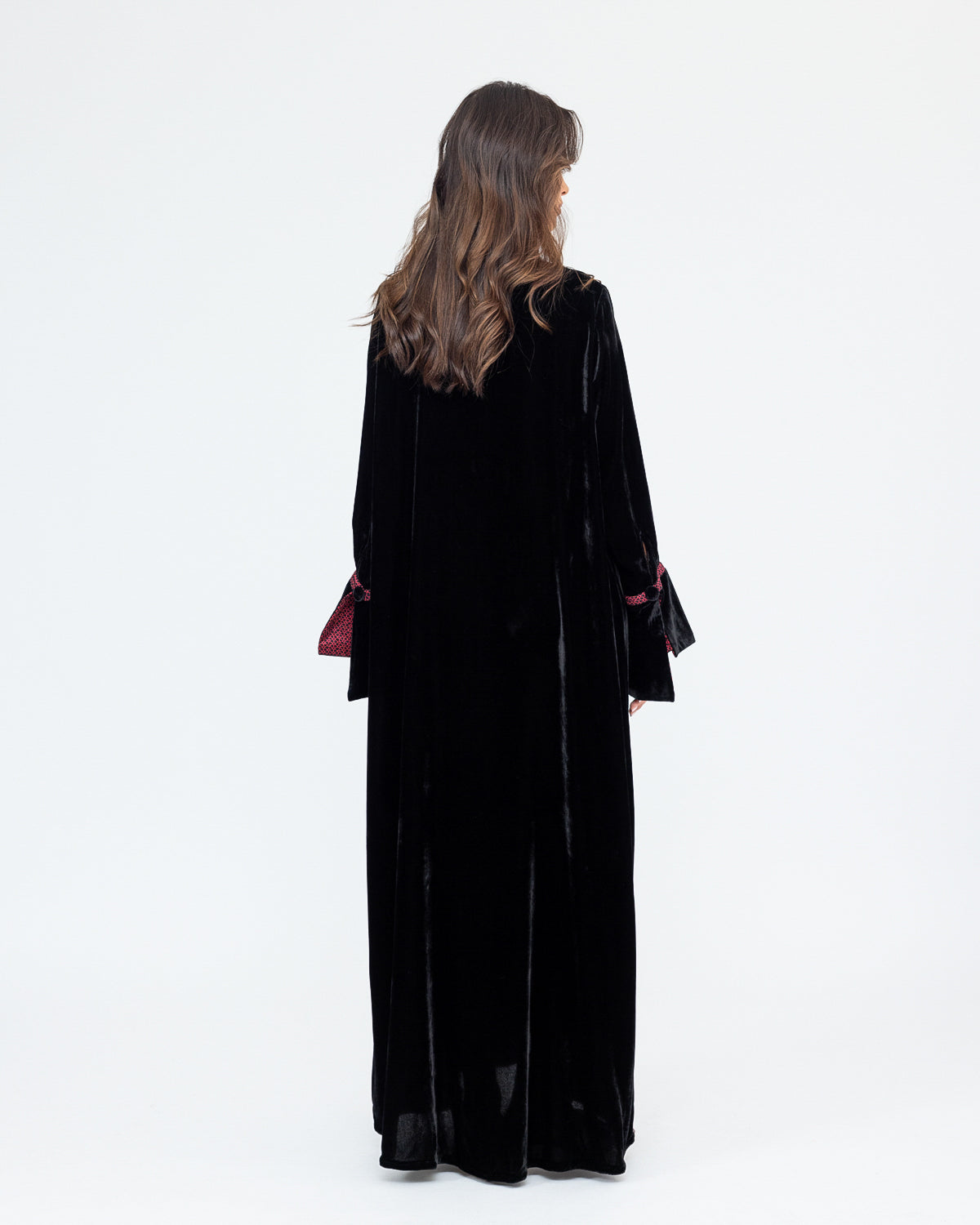 Printed Bow Velvet Abaya