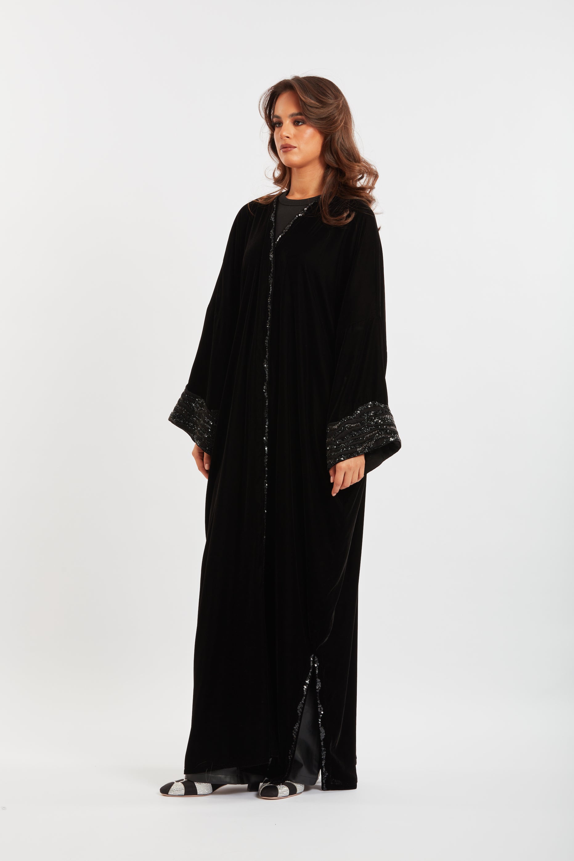 Embroidered Velvet Abaya