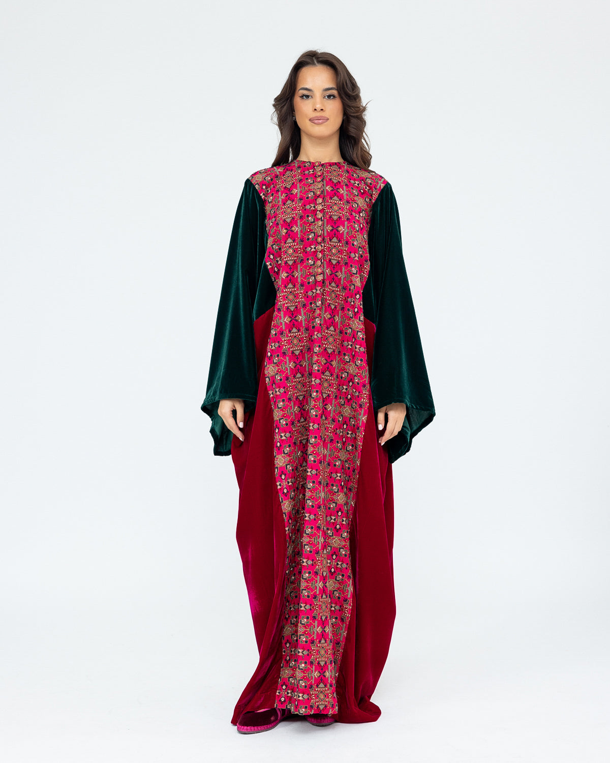 Contrast Velvet Kaftan