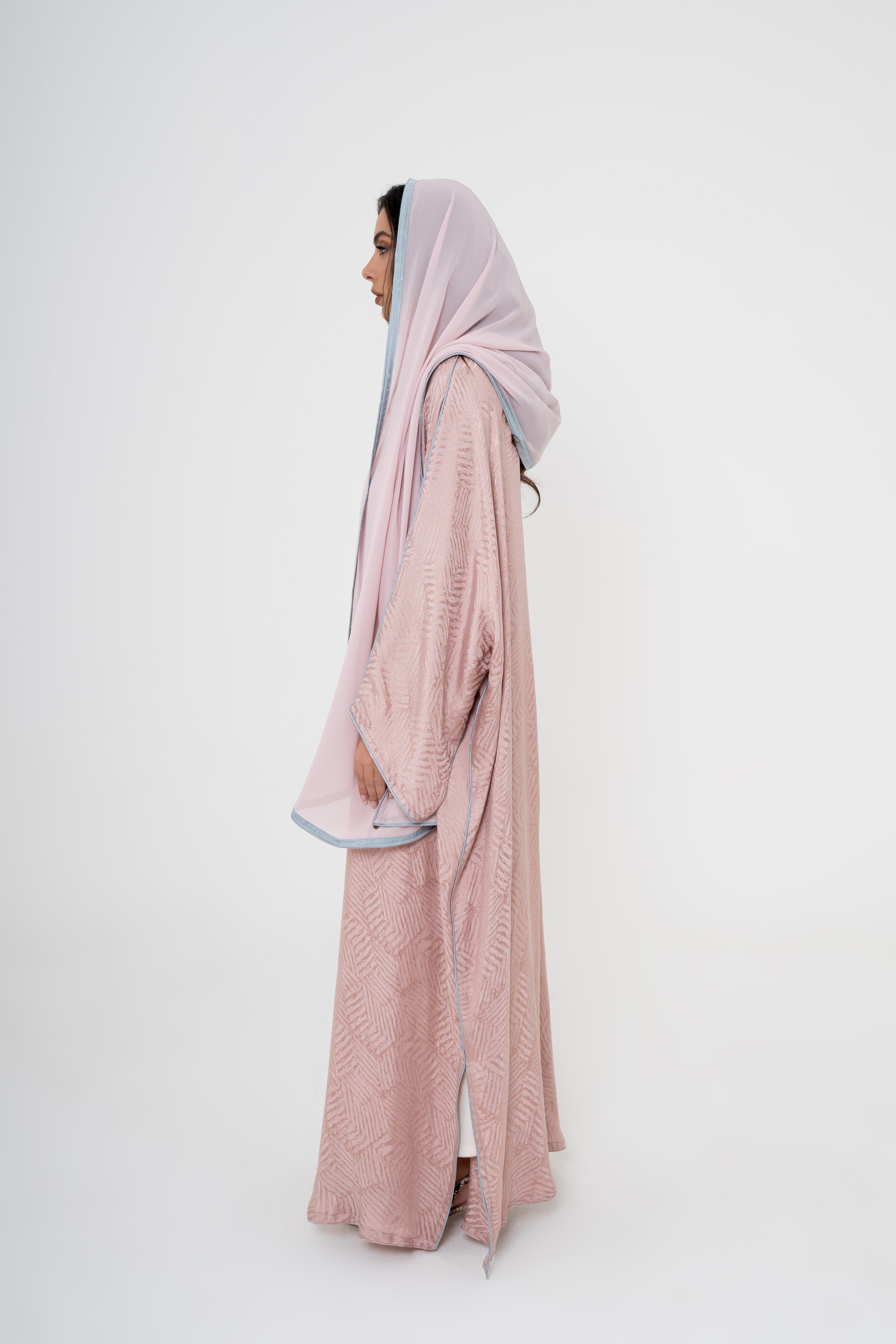 Silk Abaya with Contrast Piping