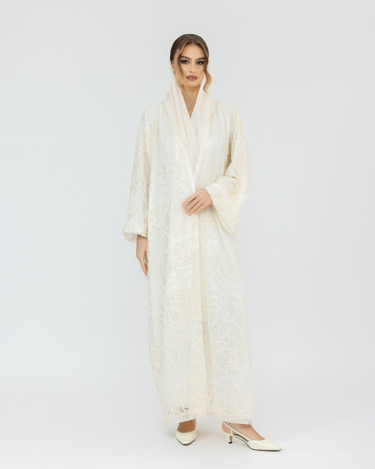 White Embroidered Abaya