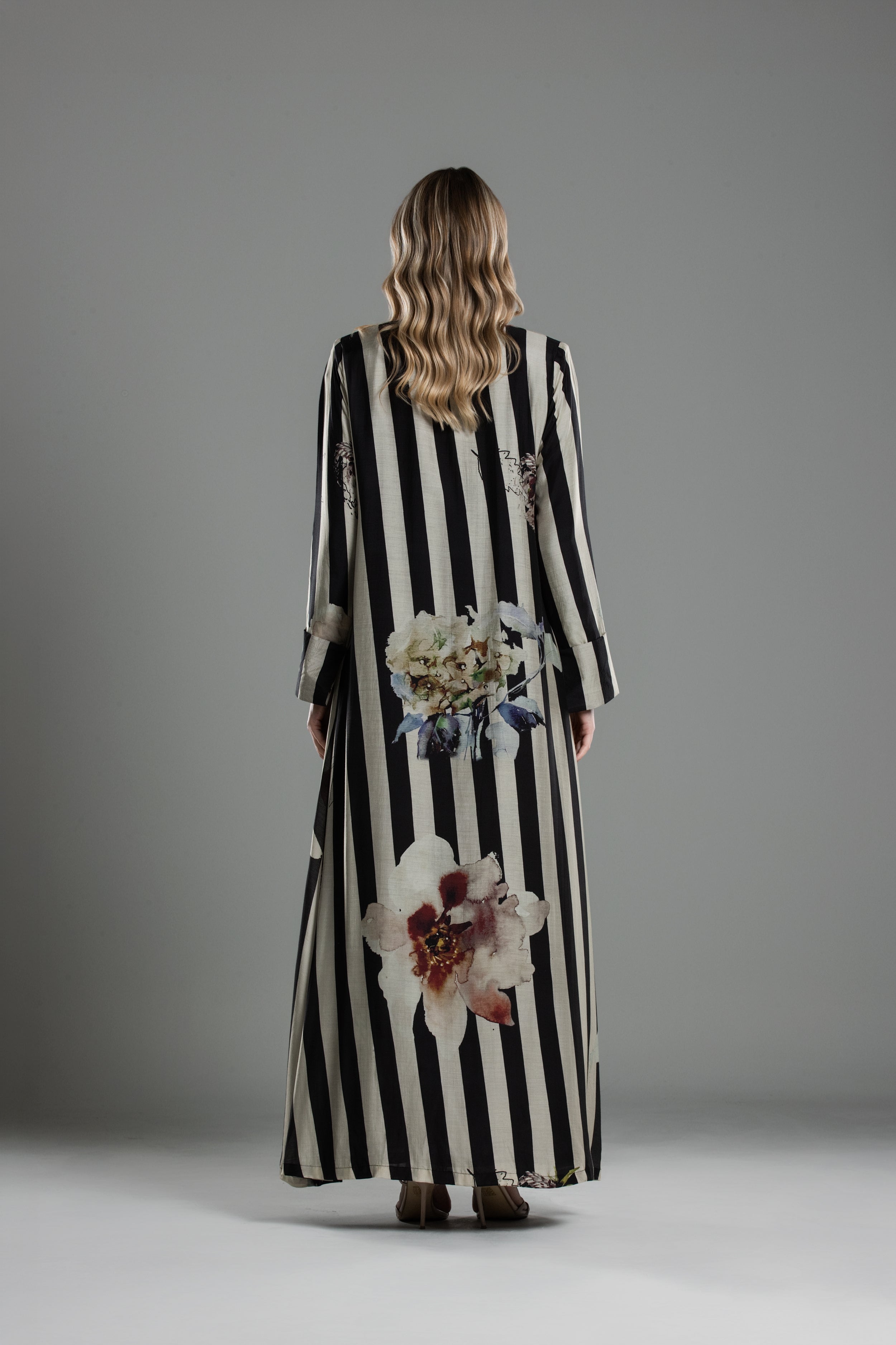 Striped Floral Abaya