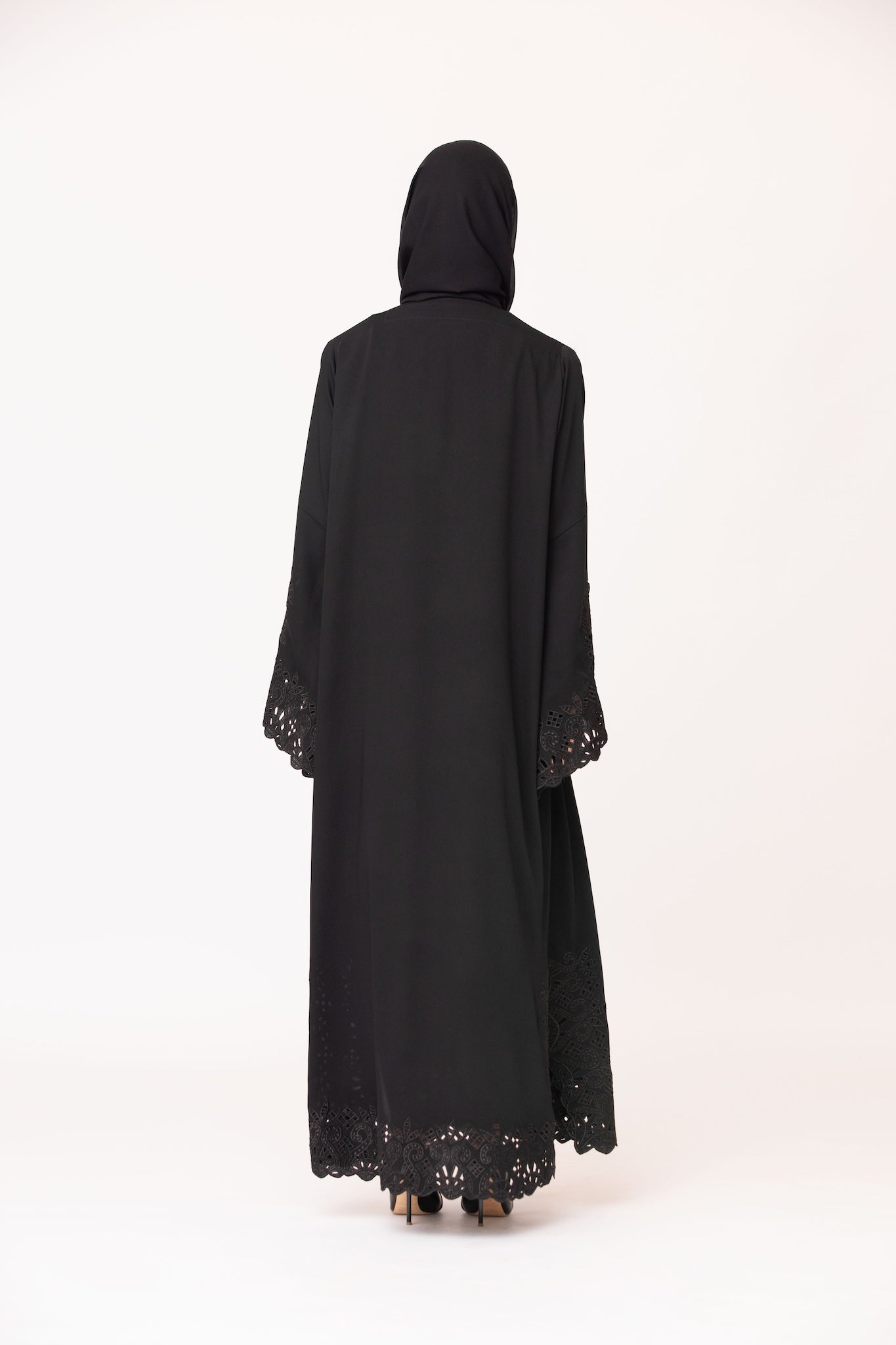 Bell Sleeves Cutwork Abaya