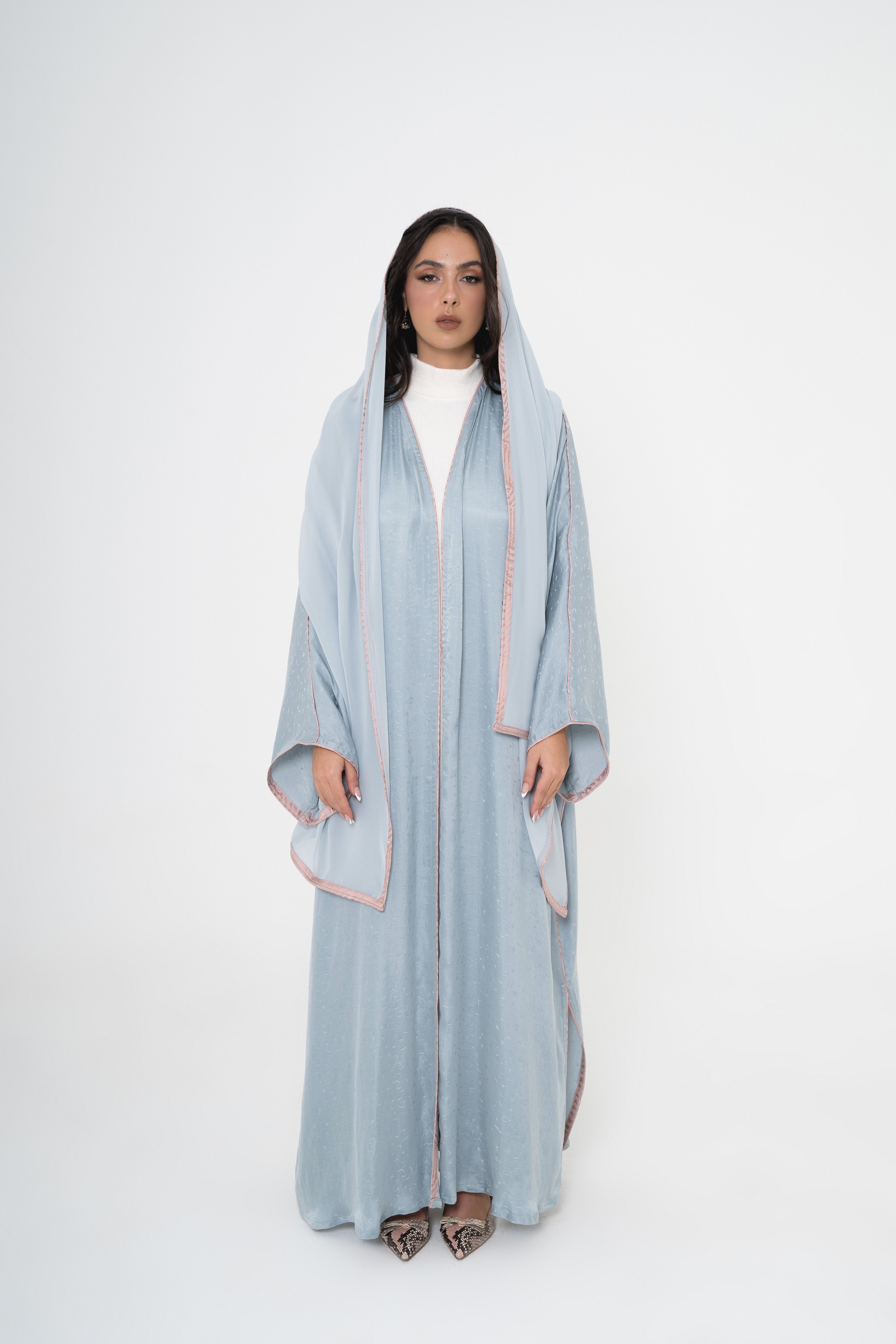 Silk Abaya with Contrast Piping