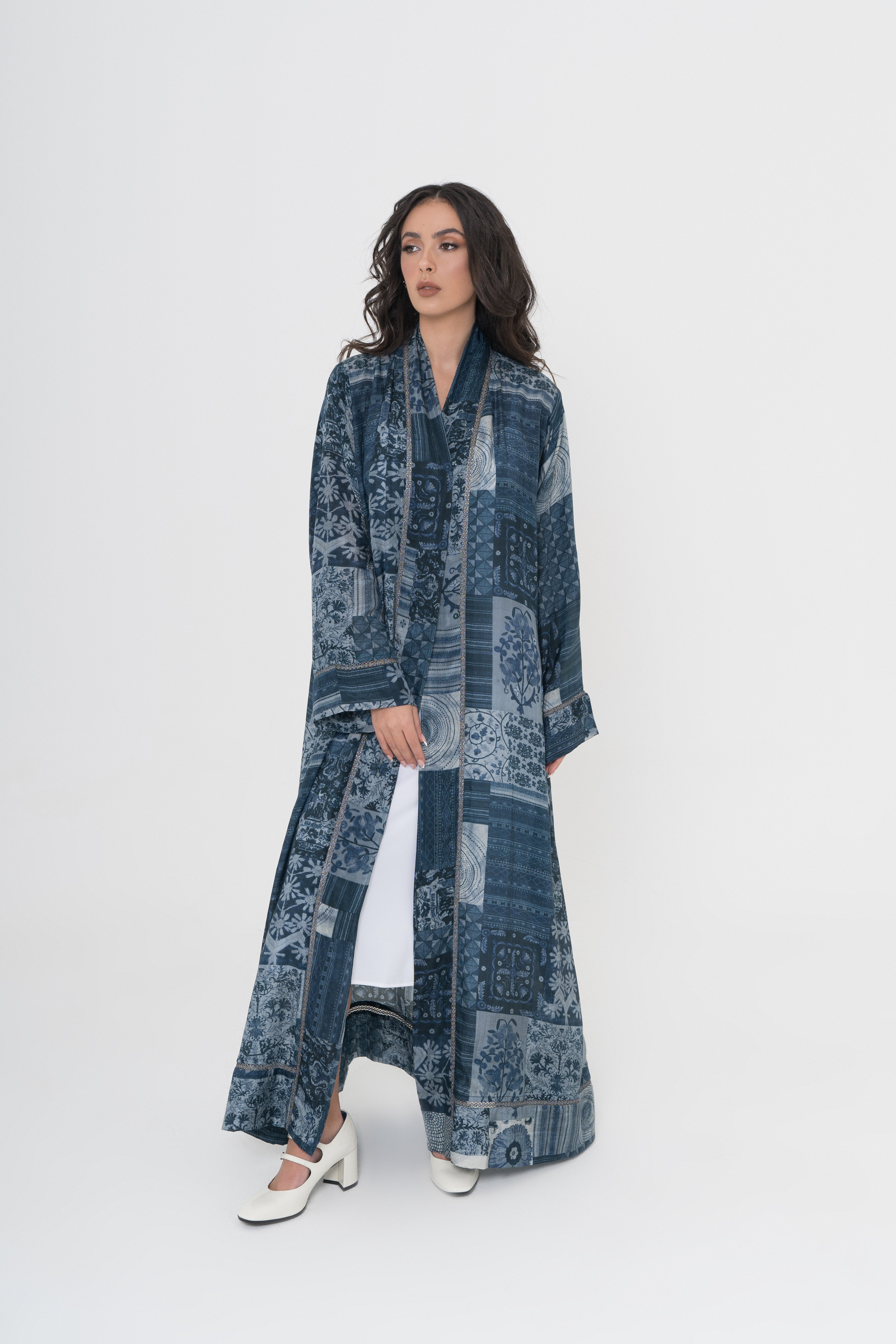 Indigo Block Printed Abaya