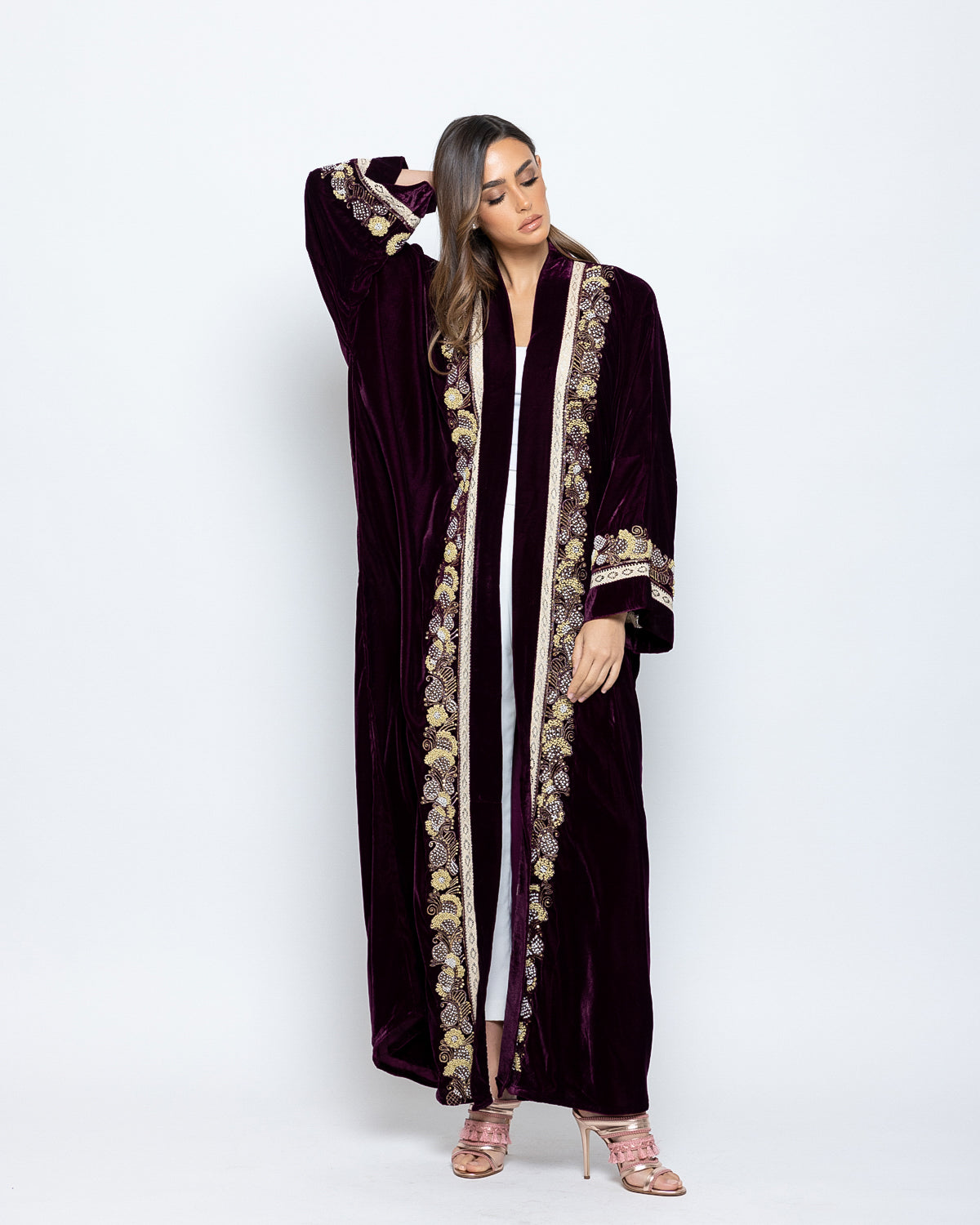 Velvet Embroidered Detail Abaya image 1
