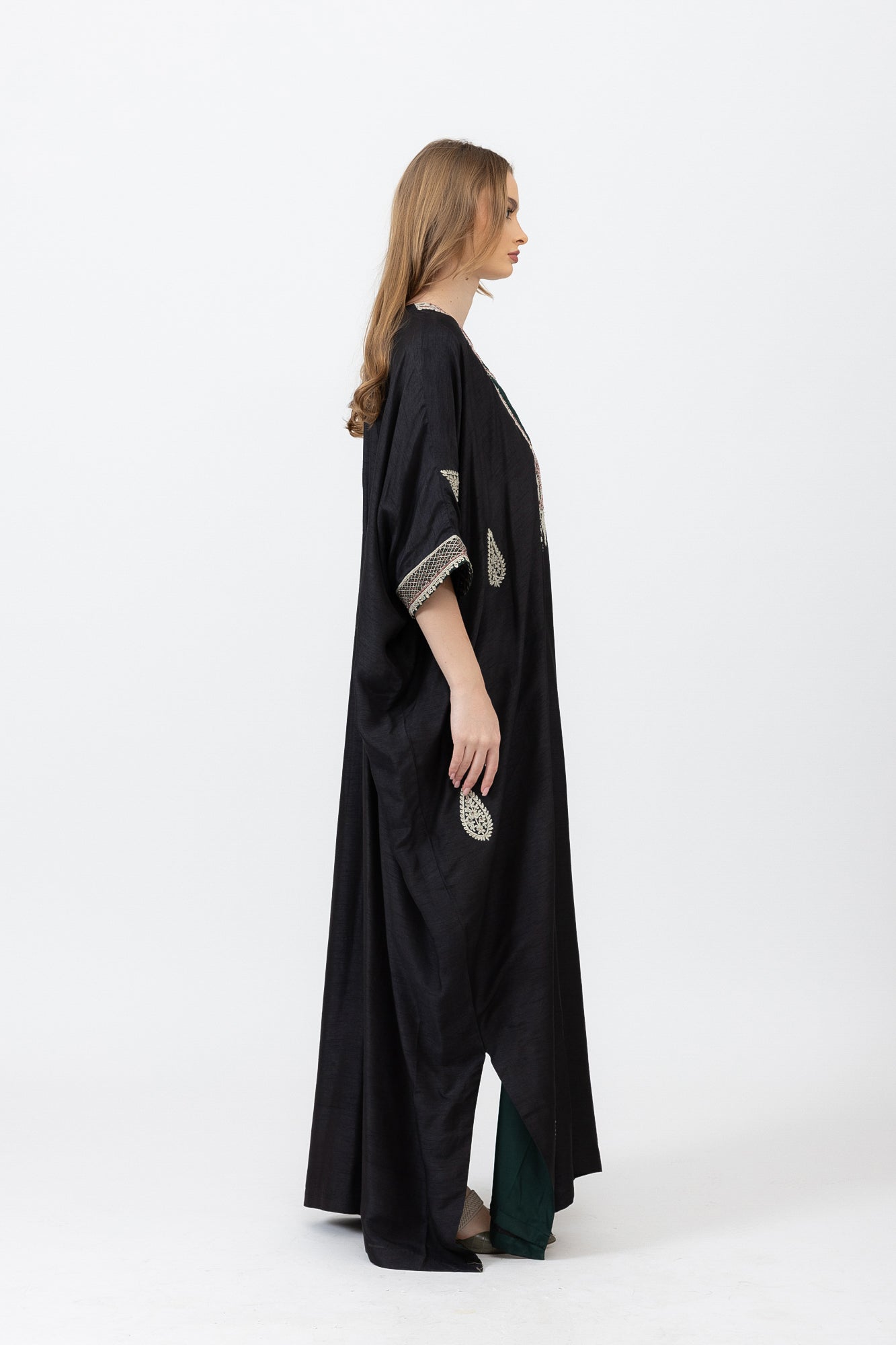 Embroidered Details Silk Kaftan image 2