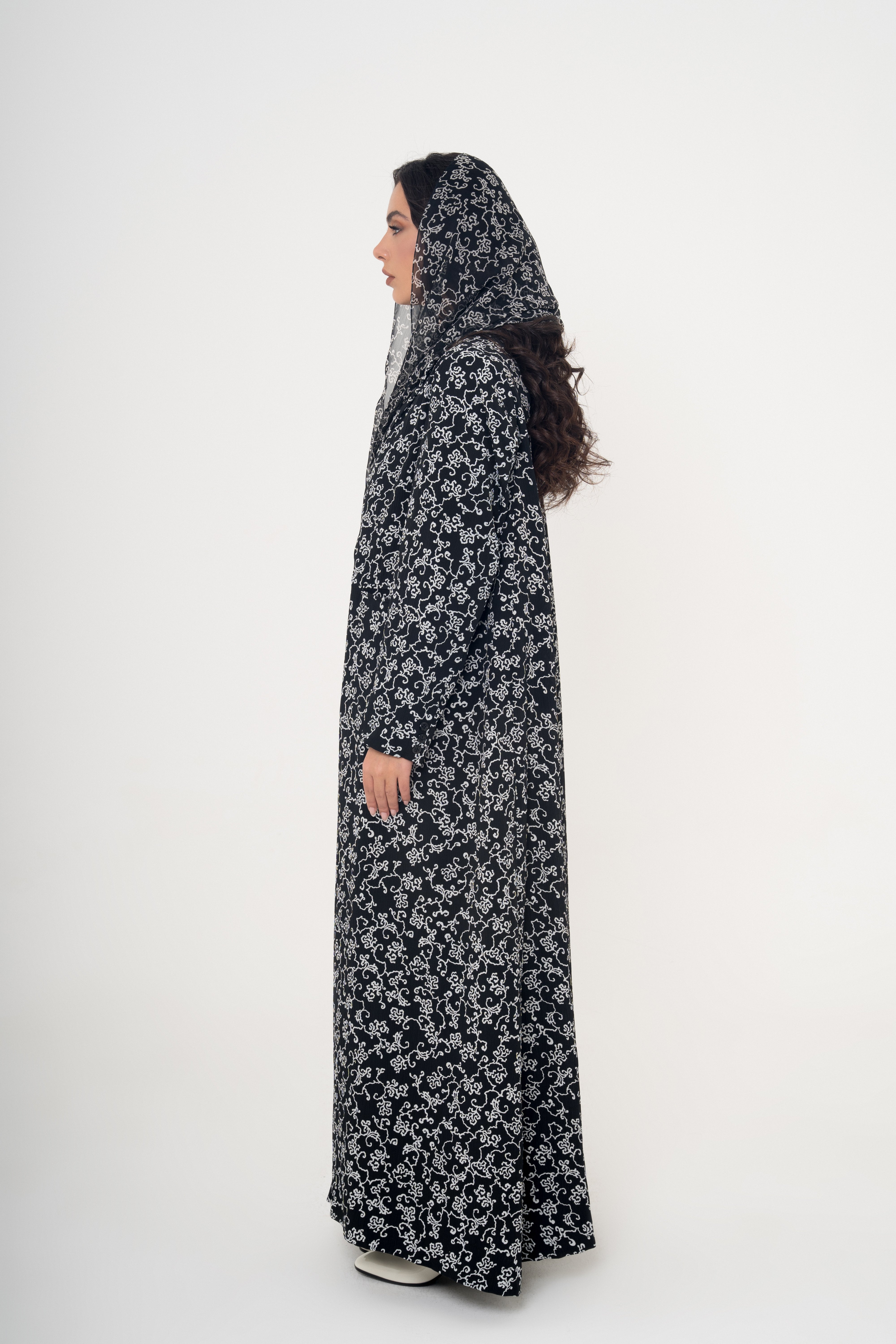 Ditsy Floral Printed Blazer Abaya