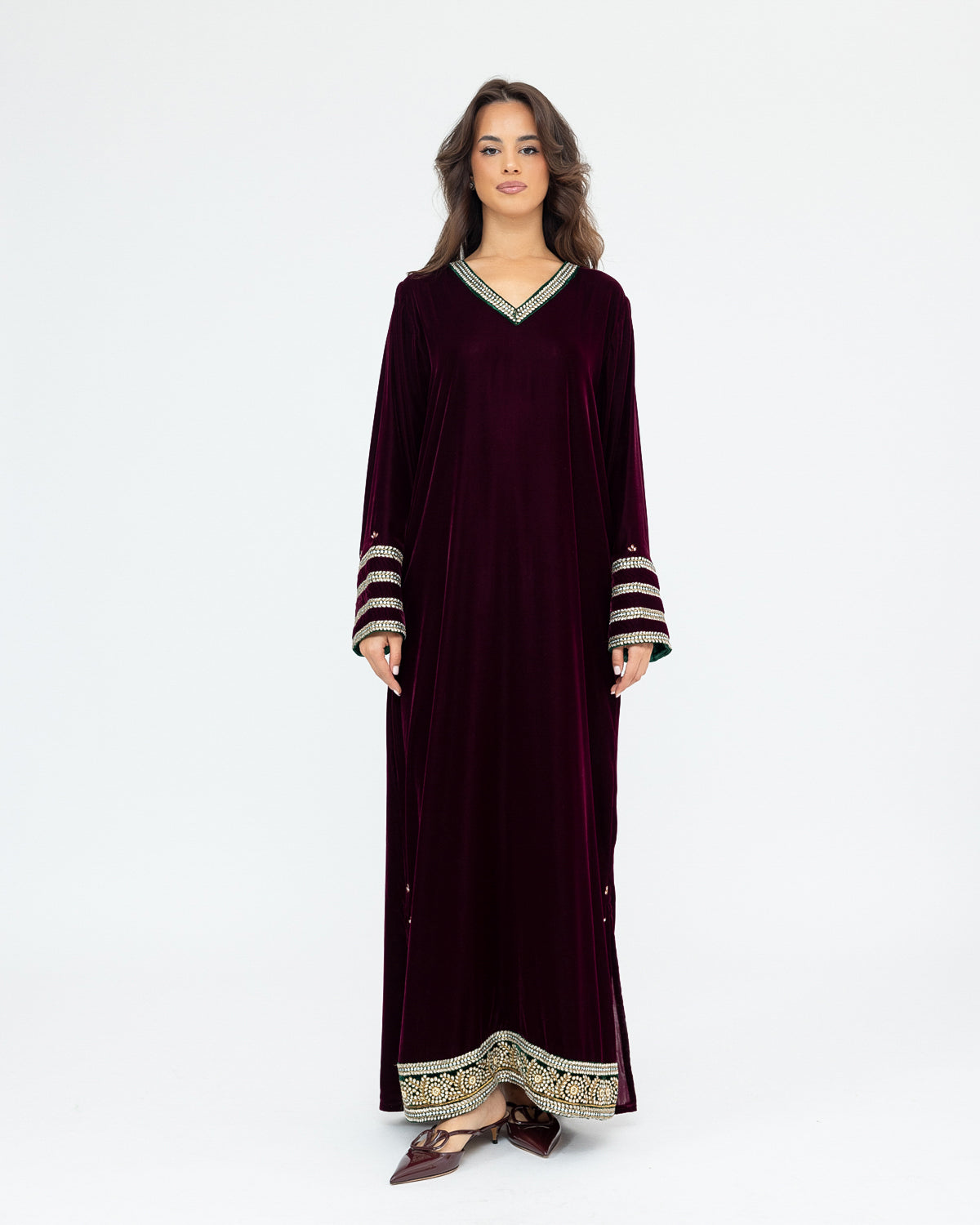 Embroidered Velvet Kaftan