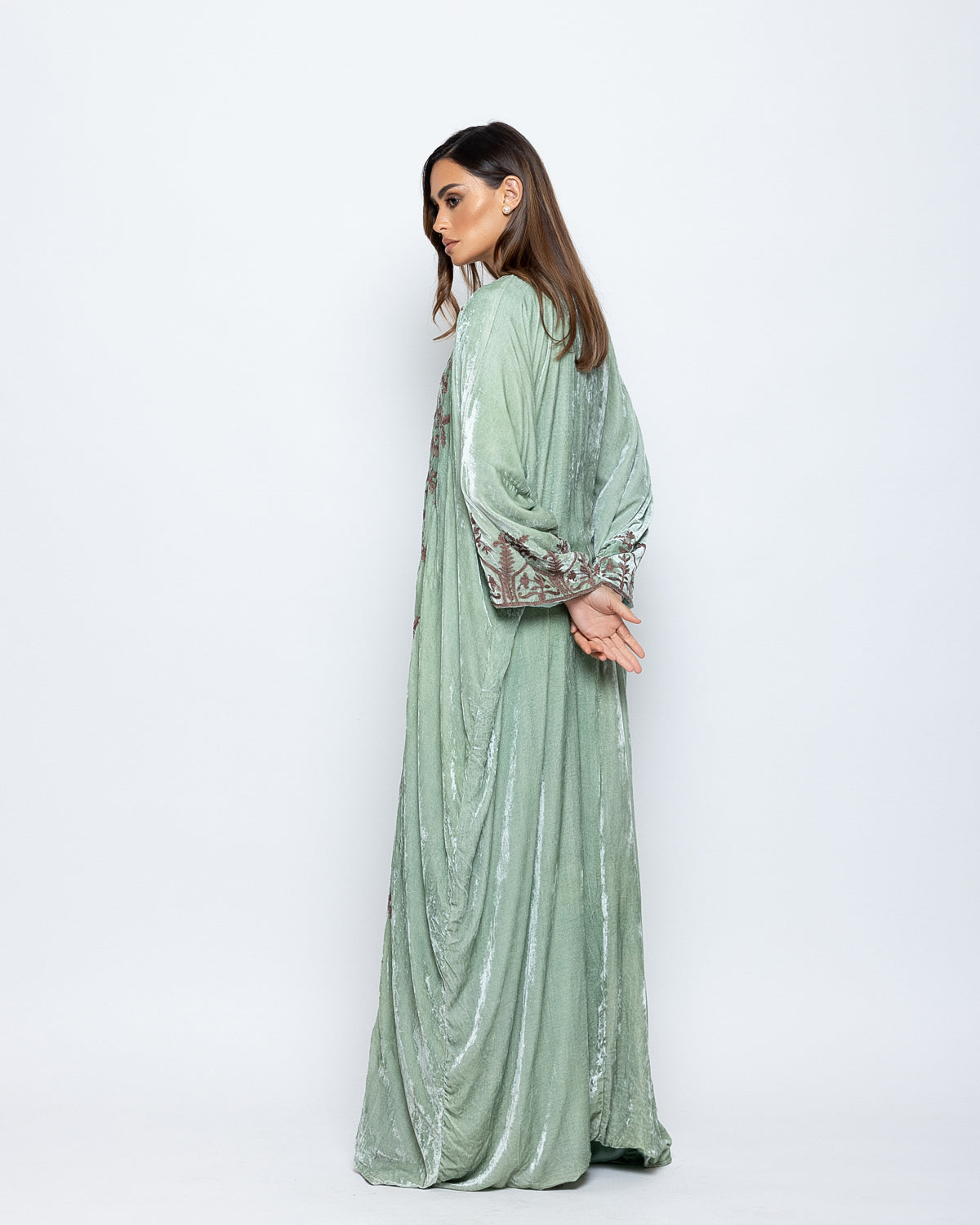 Silk Velvet Embroidered Abaya image 1