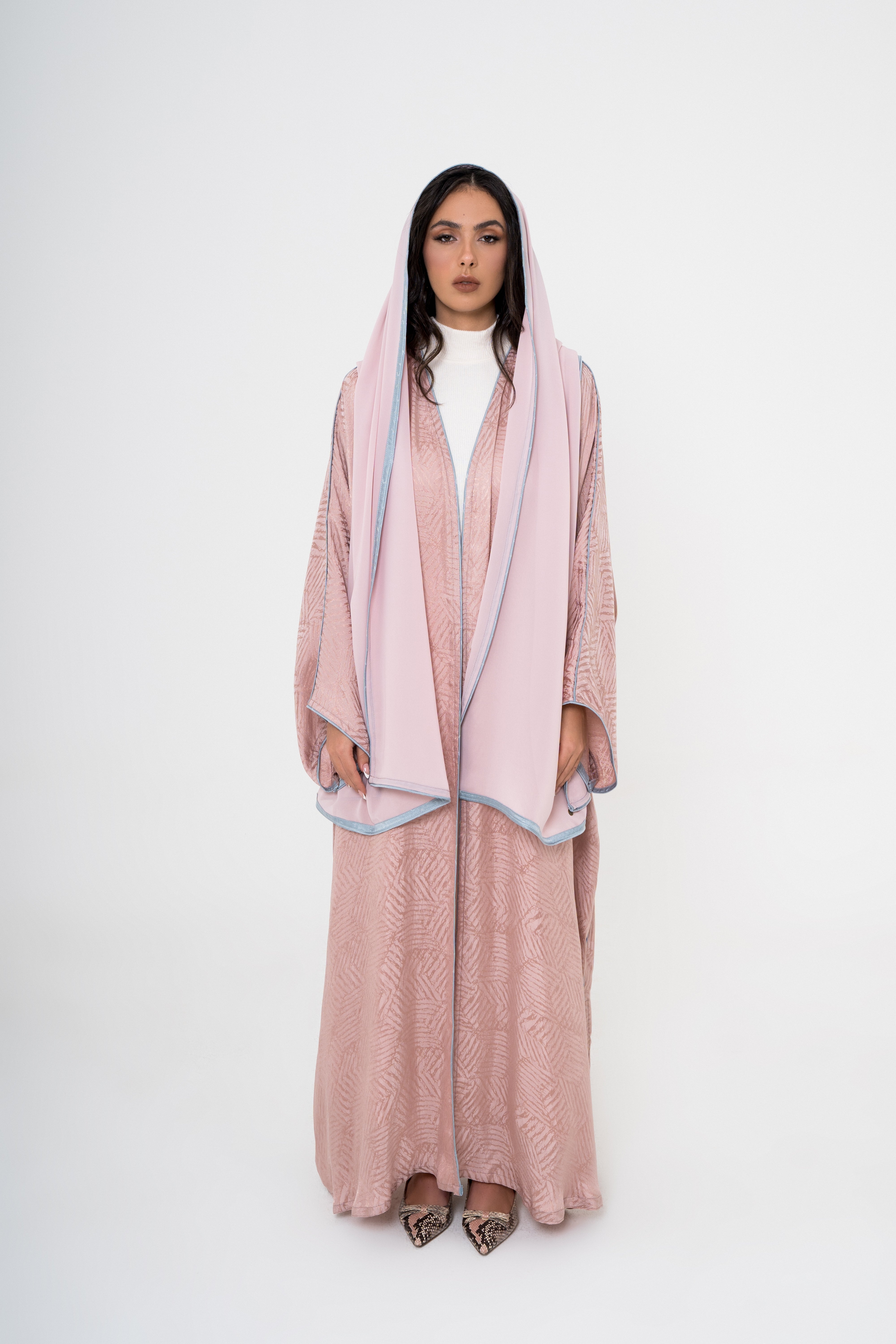 Silk Abaya with Contrast Piping