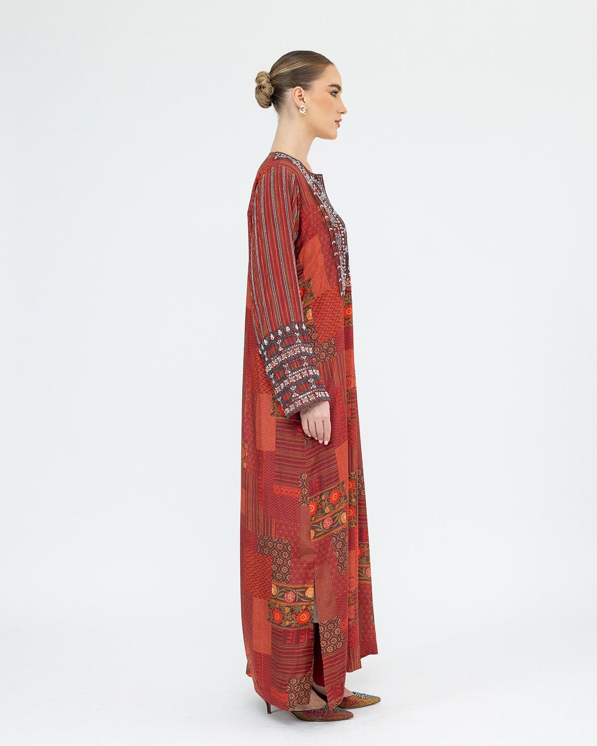 Printed Embroidered Kaftan