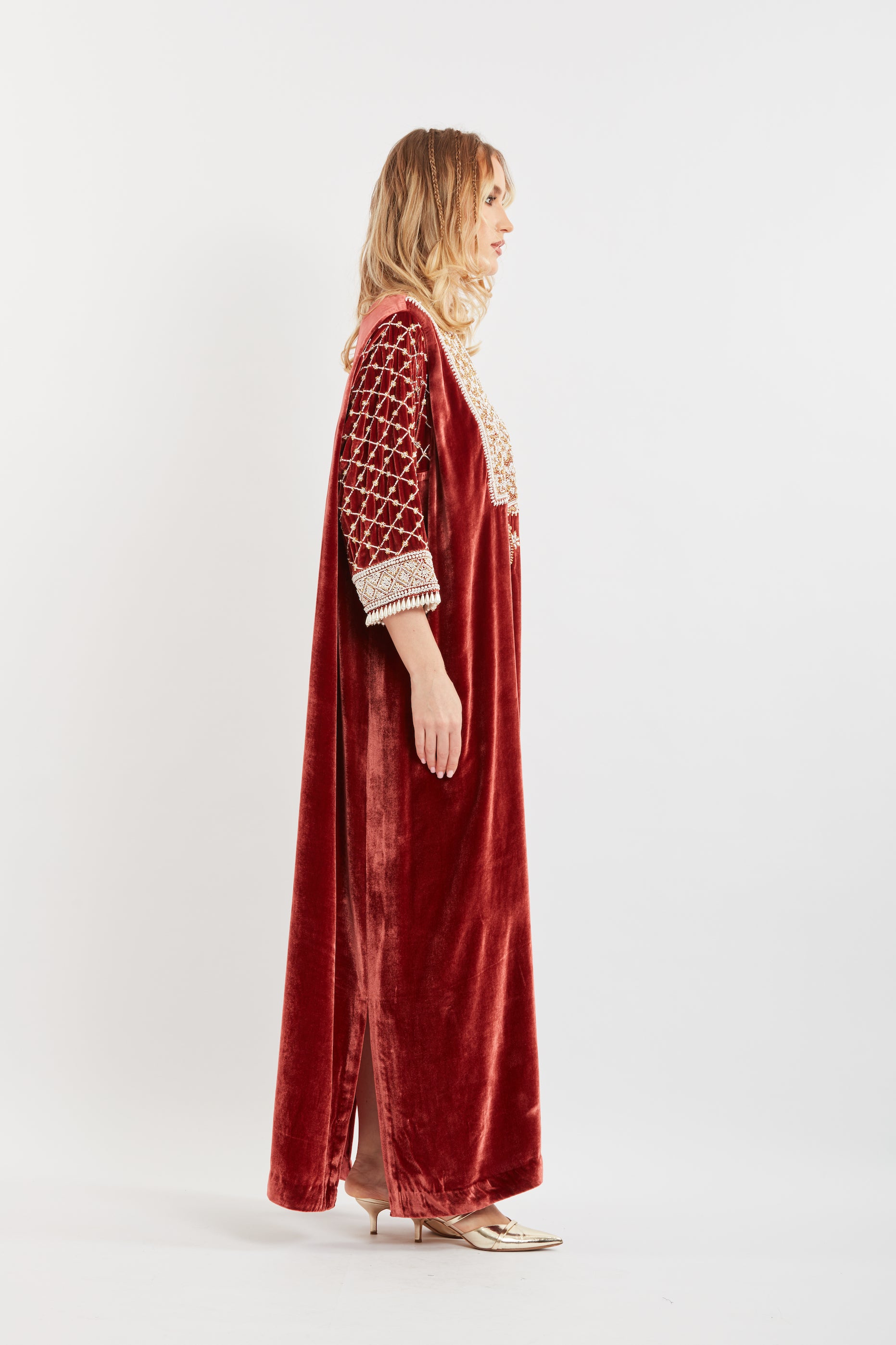 Embroidered Velvet Kaftan