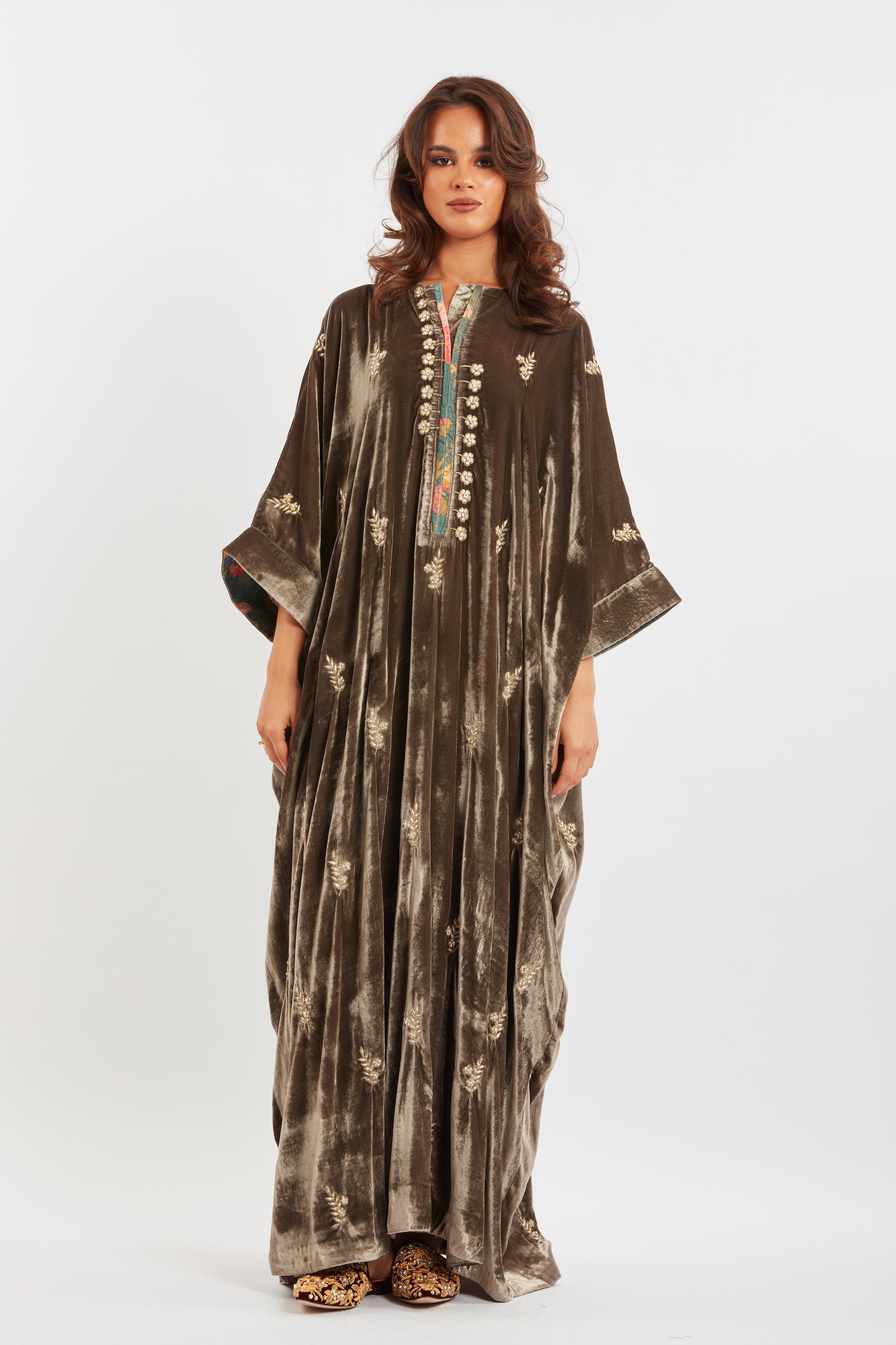 Embroidered Velvet Kaftan