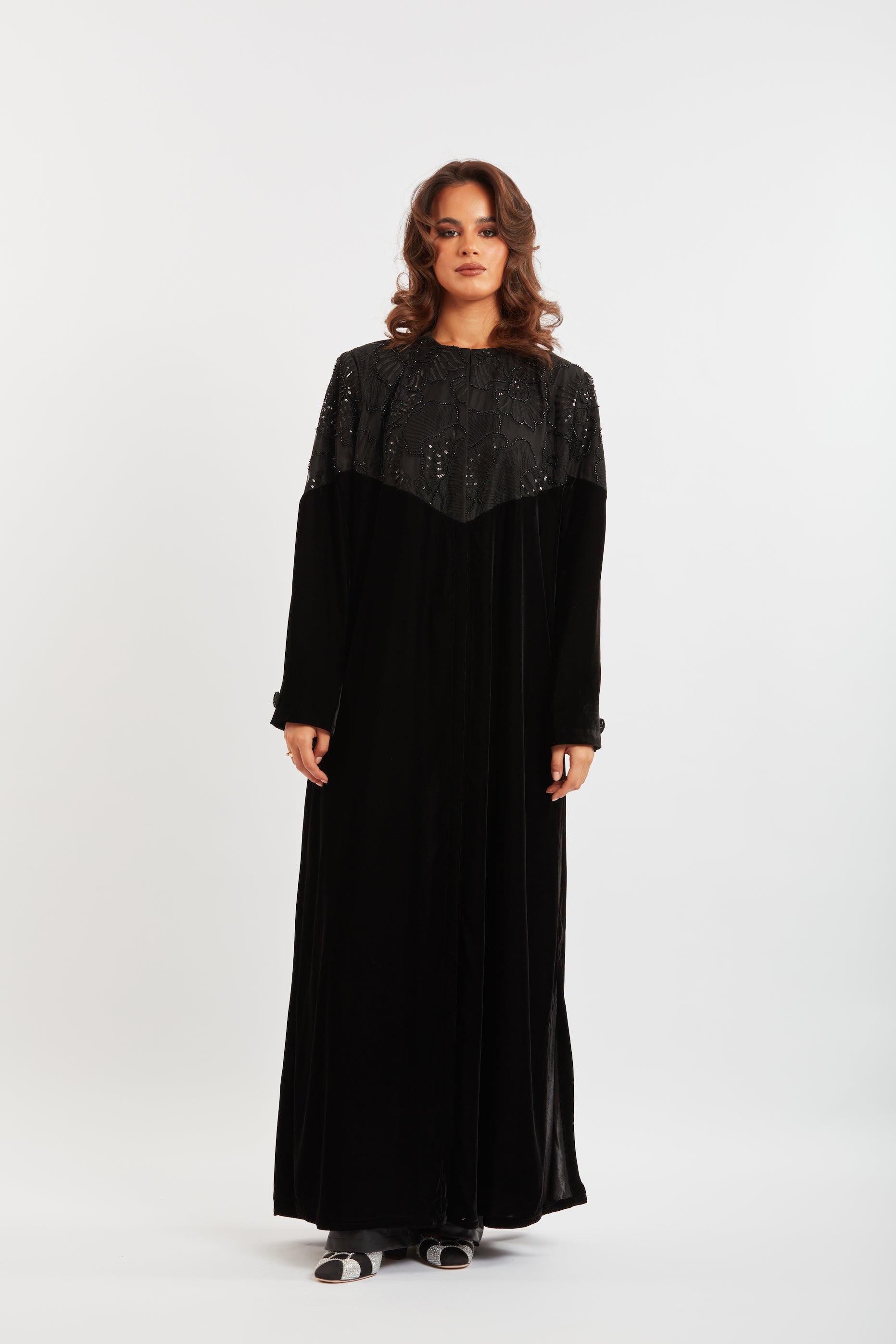 Embroidered Velvet Abaya