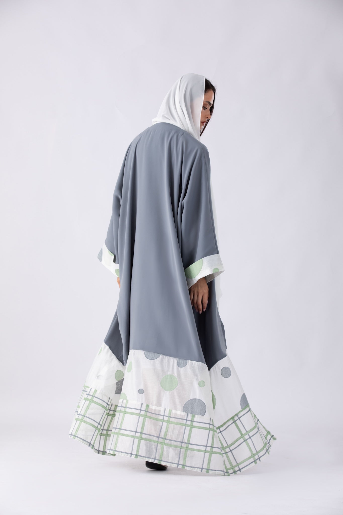 Check Polka Dot Abaya