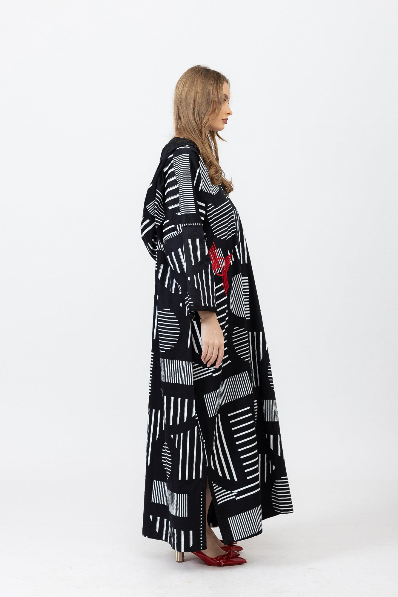 Embroidered Geometrical Hoodie Kaftan image 1