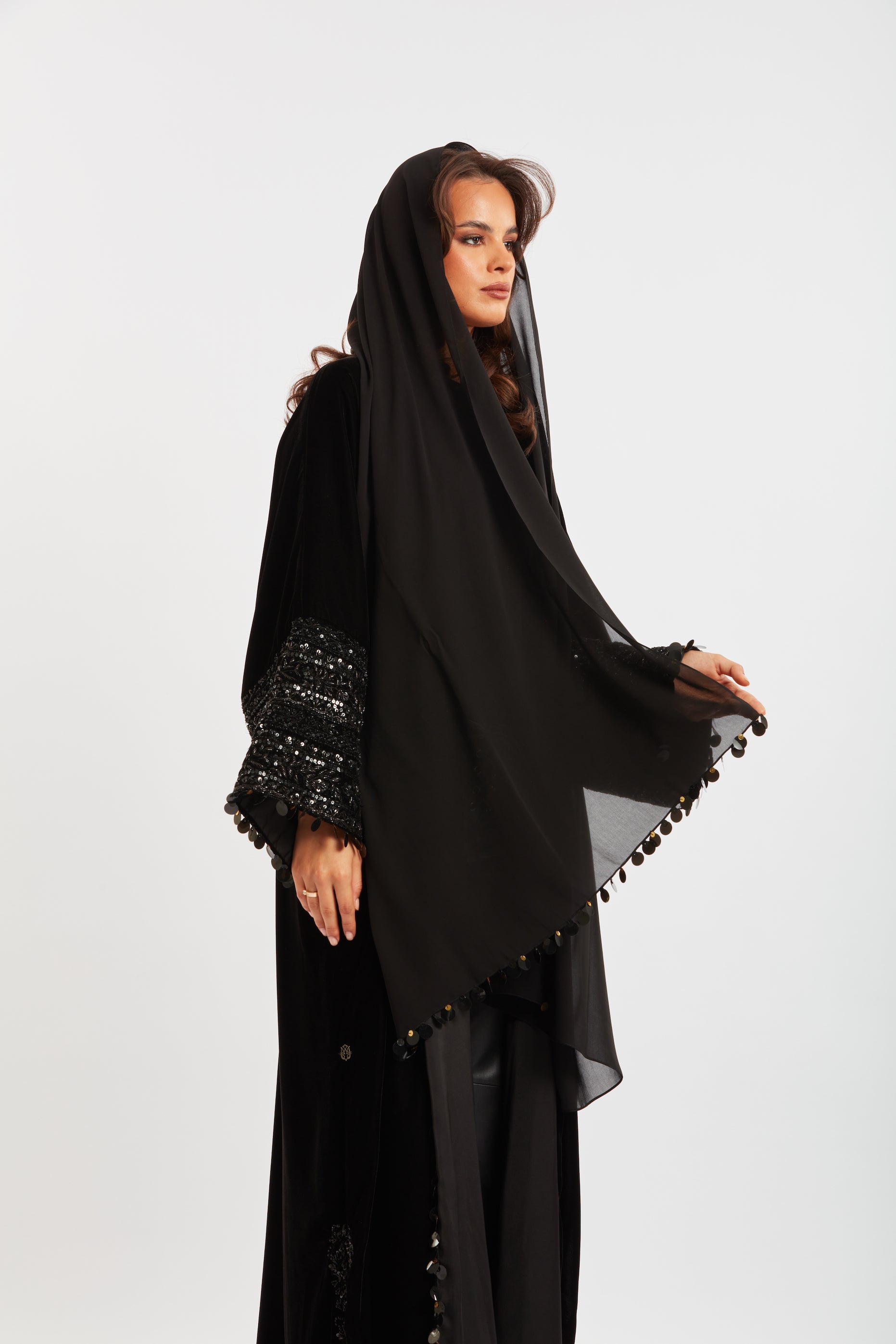 Embroidered Velvet Abaya