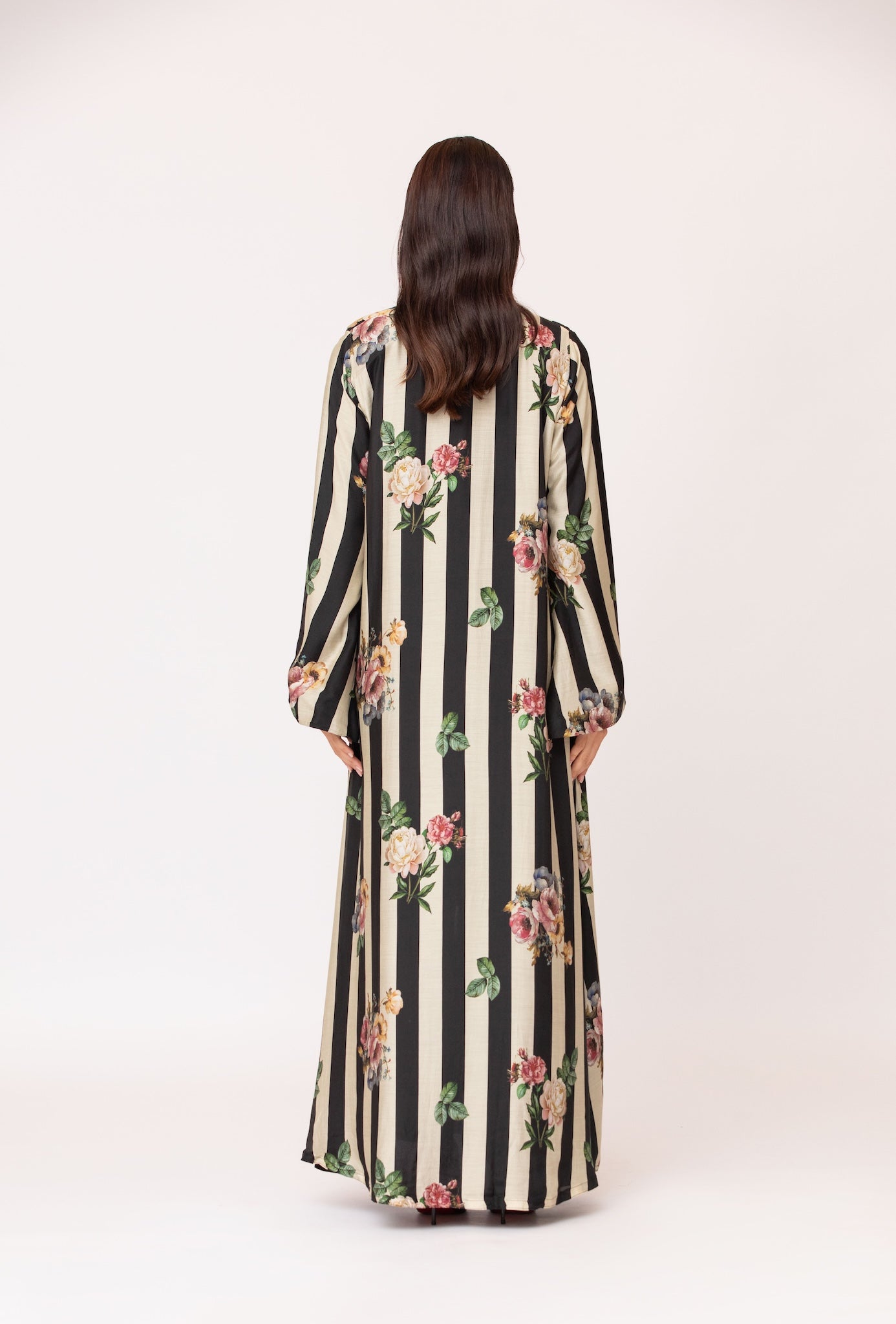 Striped Floral Abaya