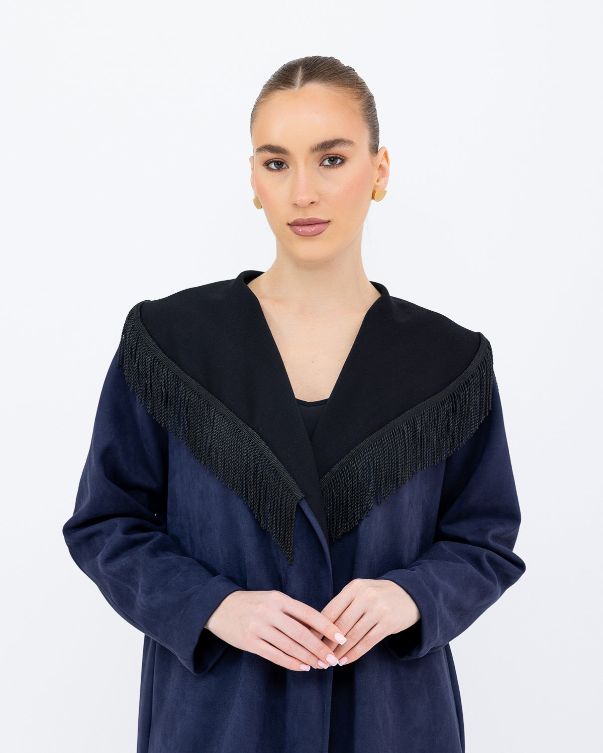 Navy Suede Tasseled Abaya