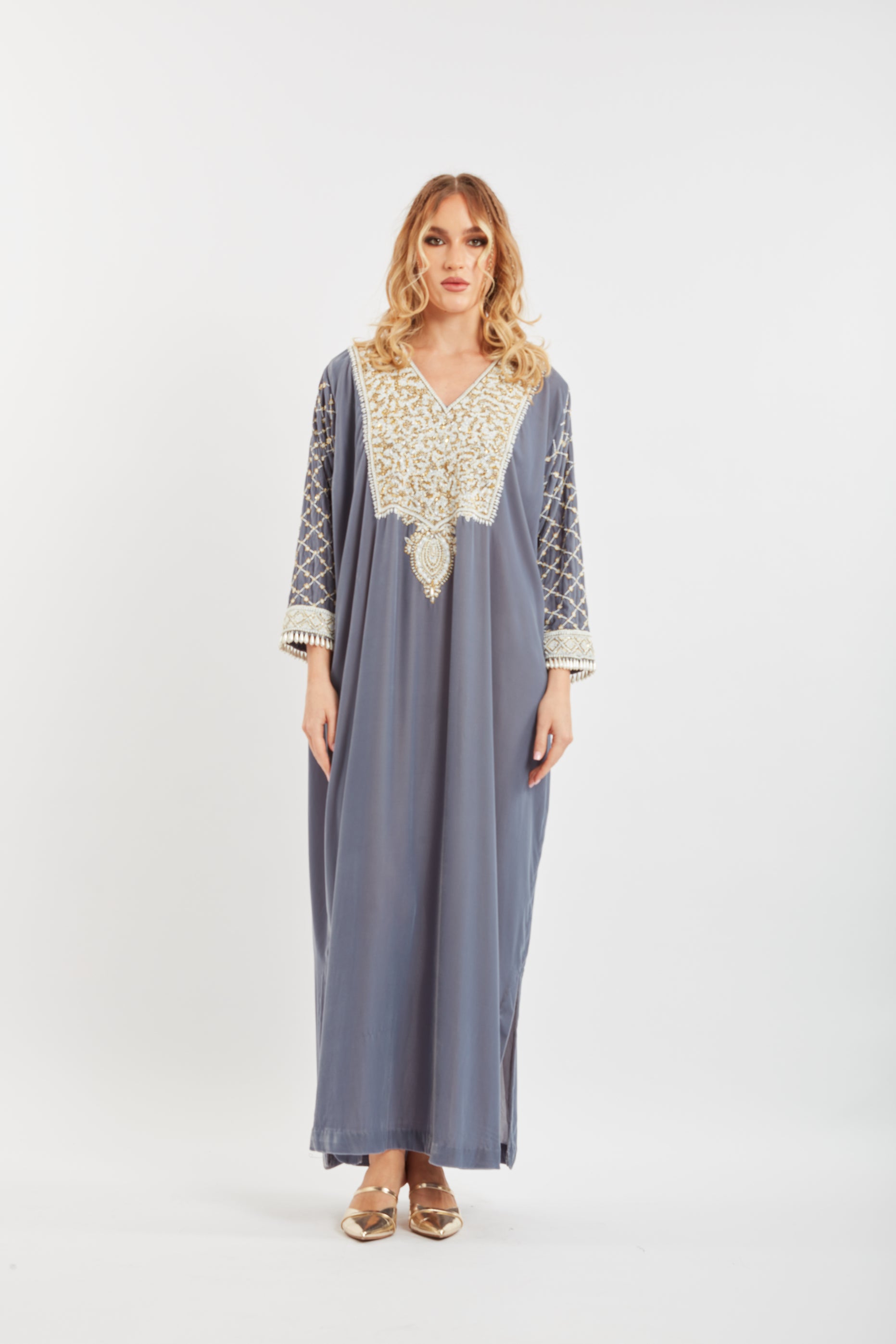 Embroidered Velvet Kaftan