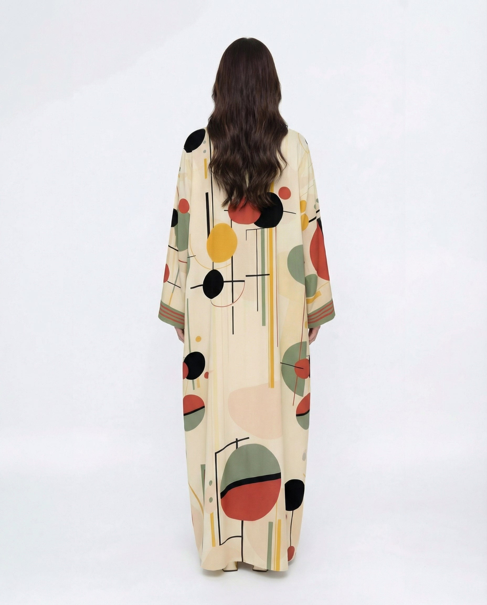 Ivory Printed Abaya