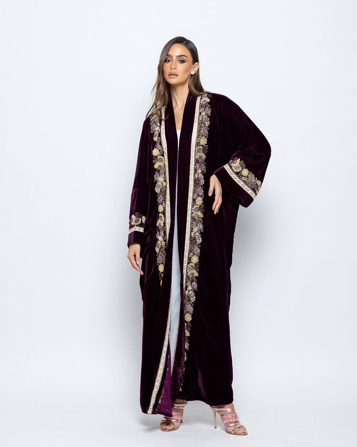 Velvet Embroidered Detail Abaya image 0