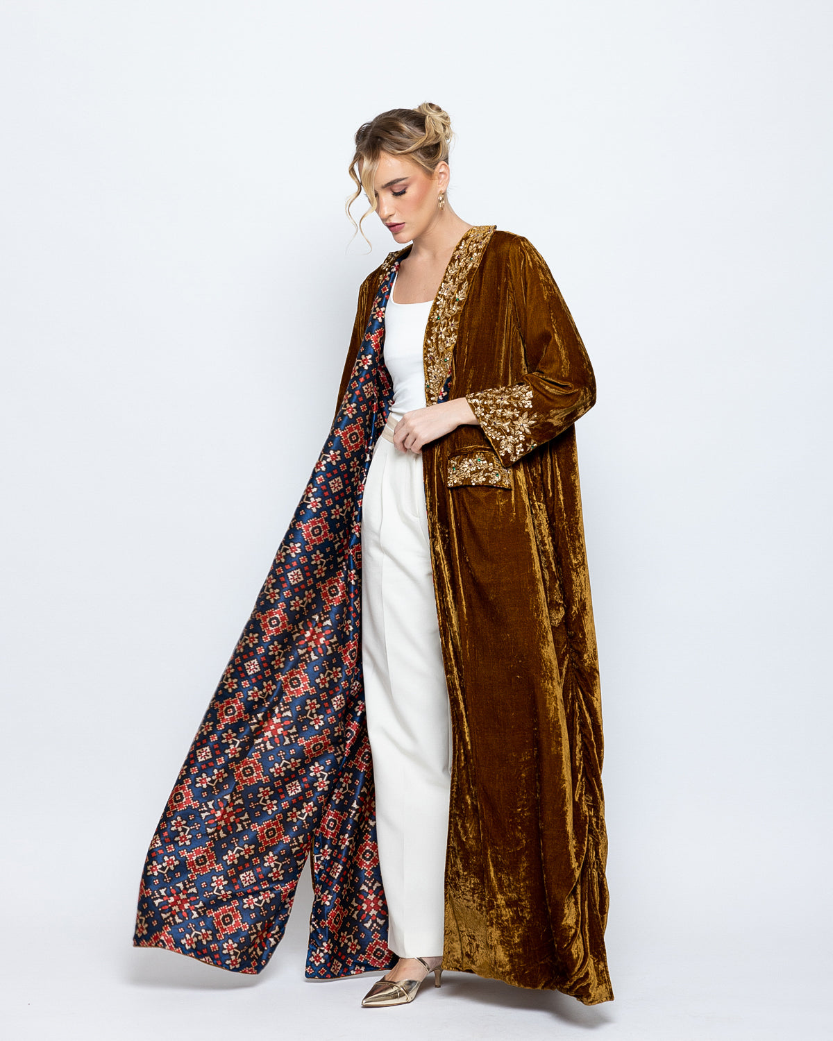 Silk Velvet Embroidered Abaya  image 1