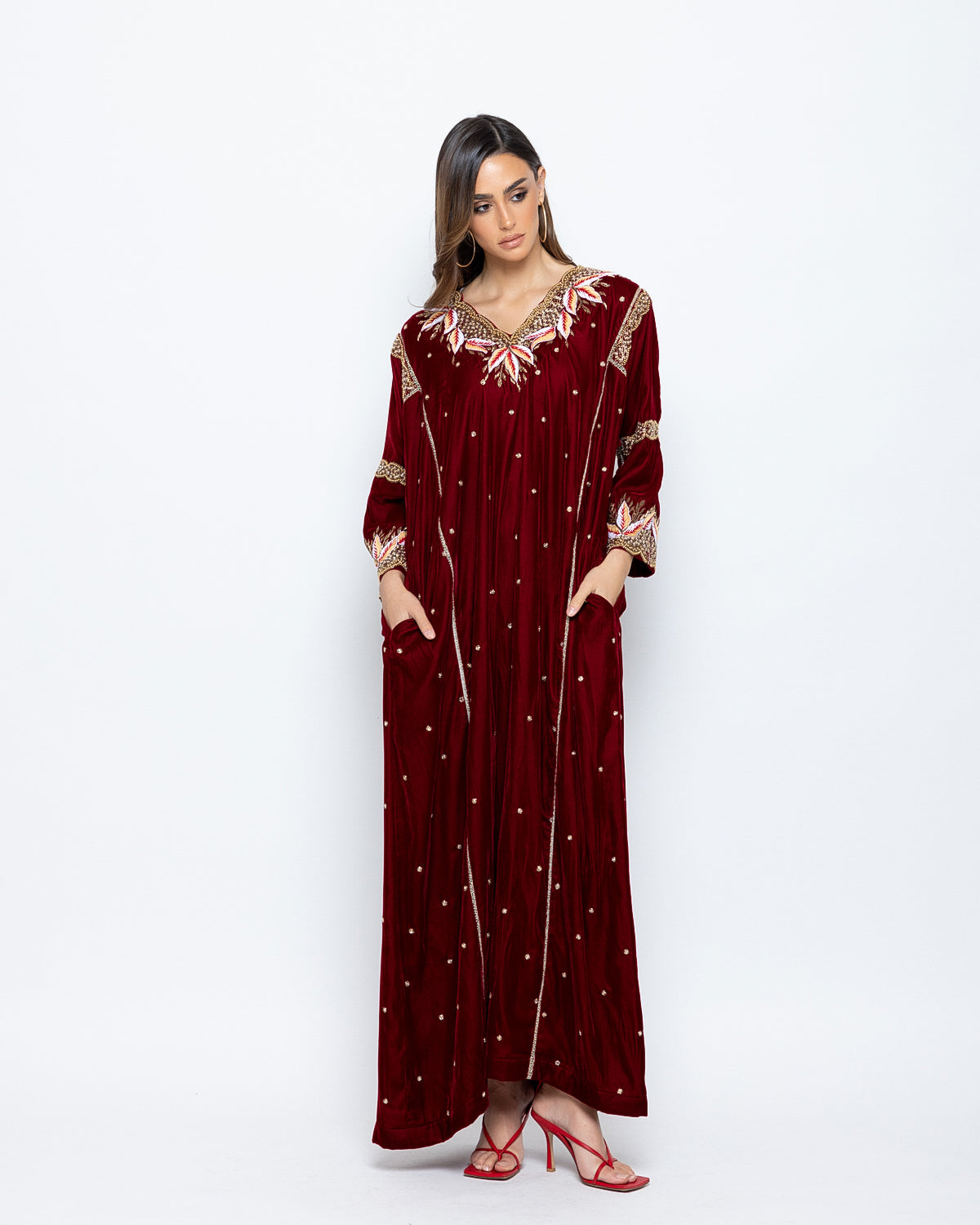 Velvet Embroidered Kaftan image 0