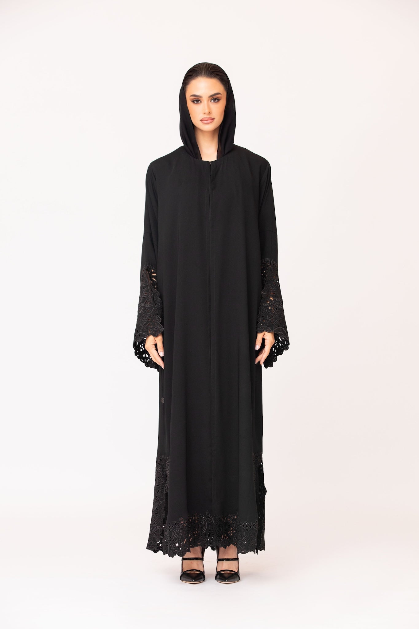 Bell Sleeves Cutwork Abaya