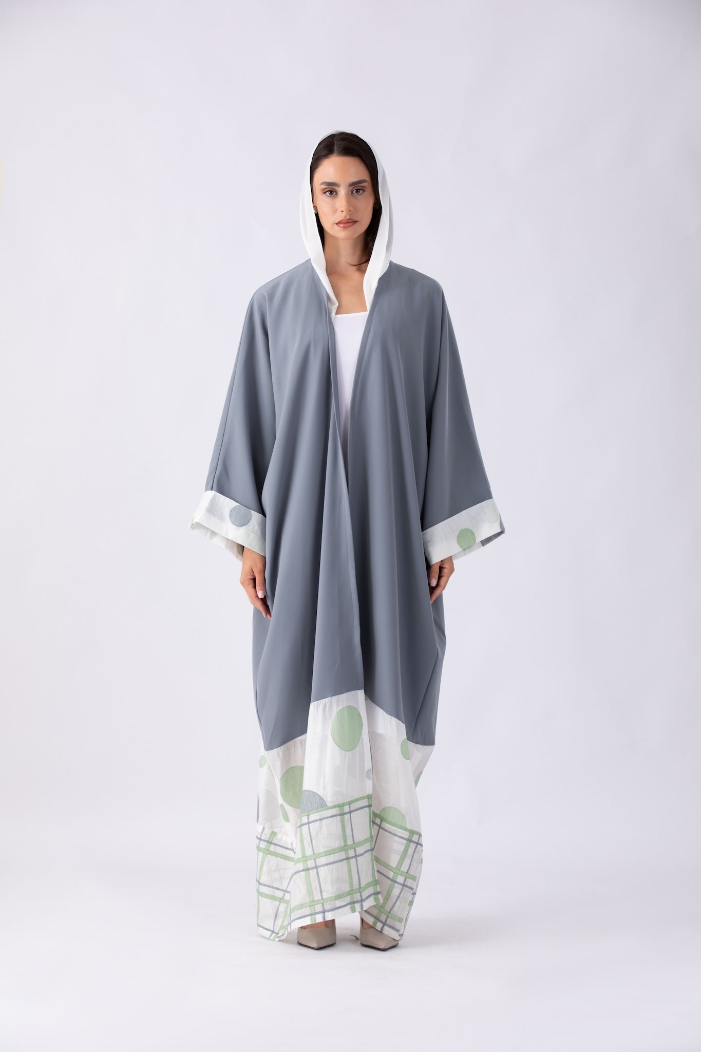 Check Polka Dot Abaya