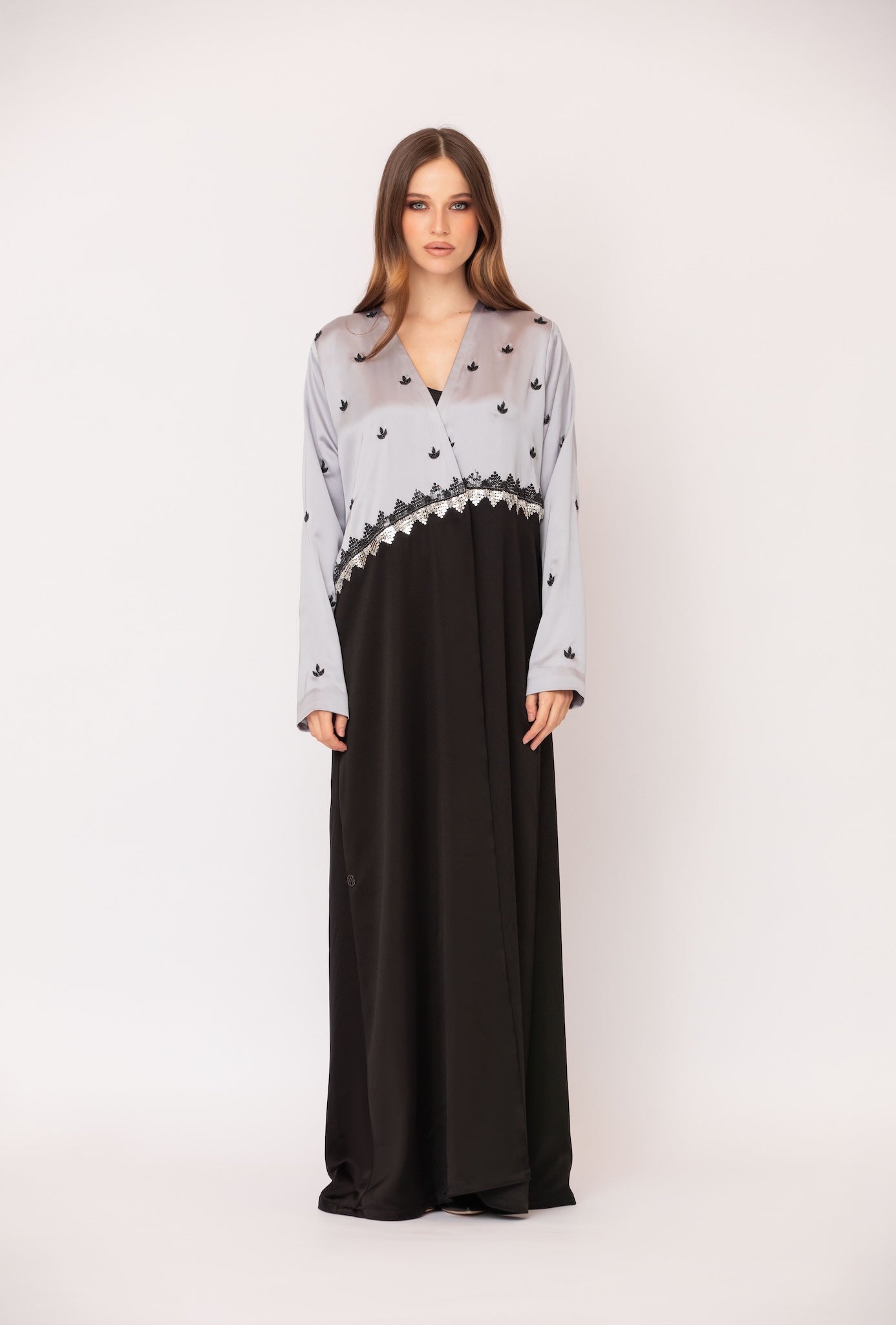Dual Combination Embroidered Abaya