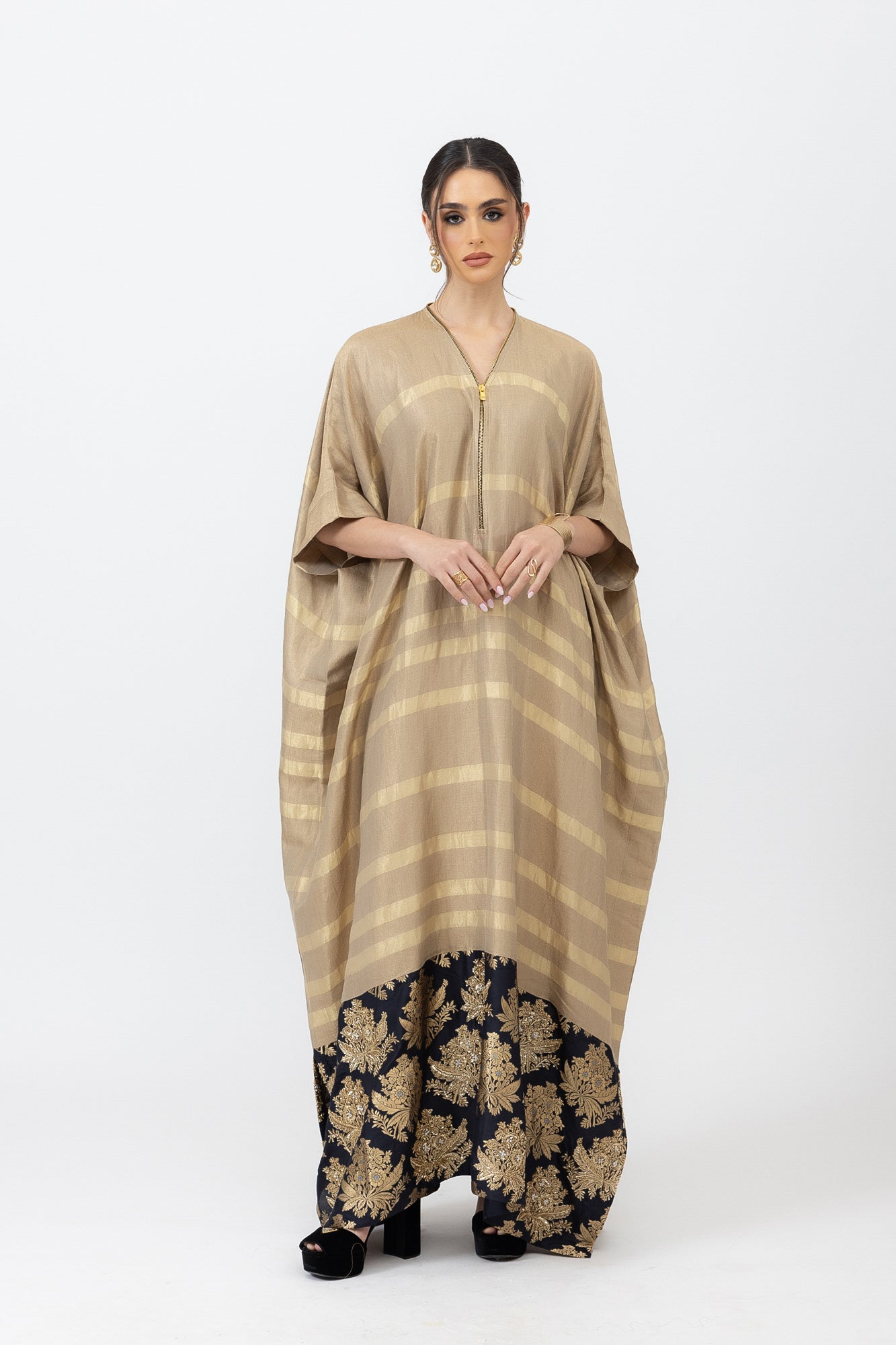 Embroidered Brocade Panel Kaftan image 0