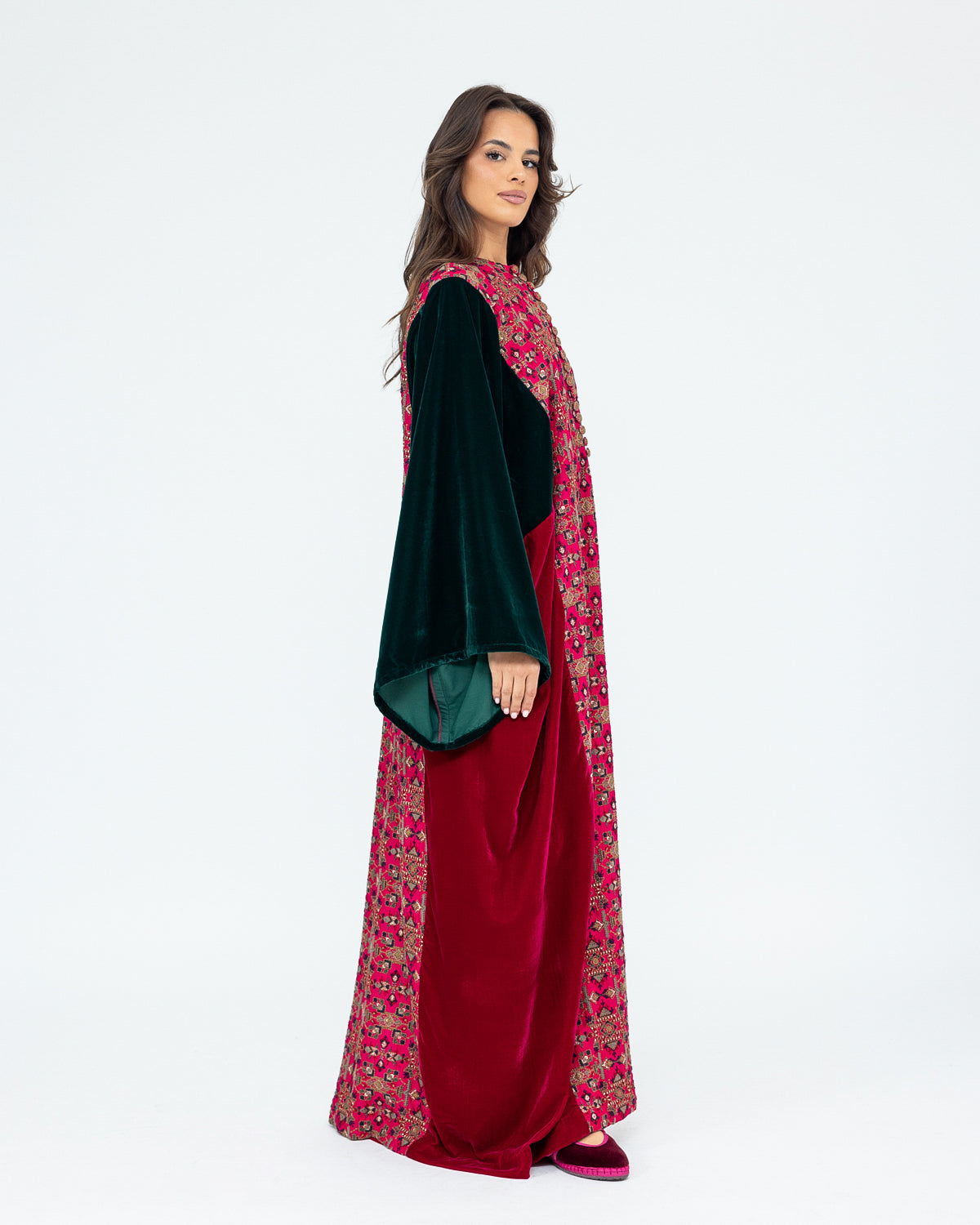 Contrast Velvet Kaftan