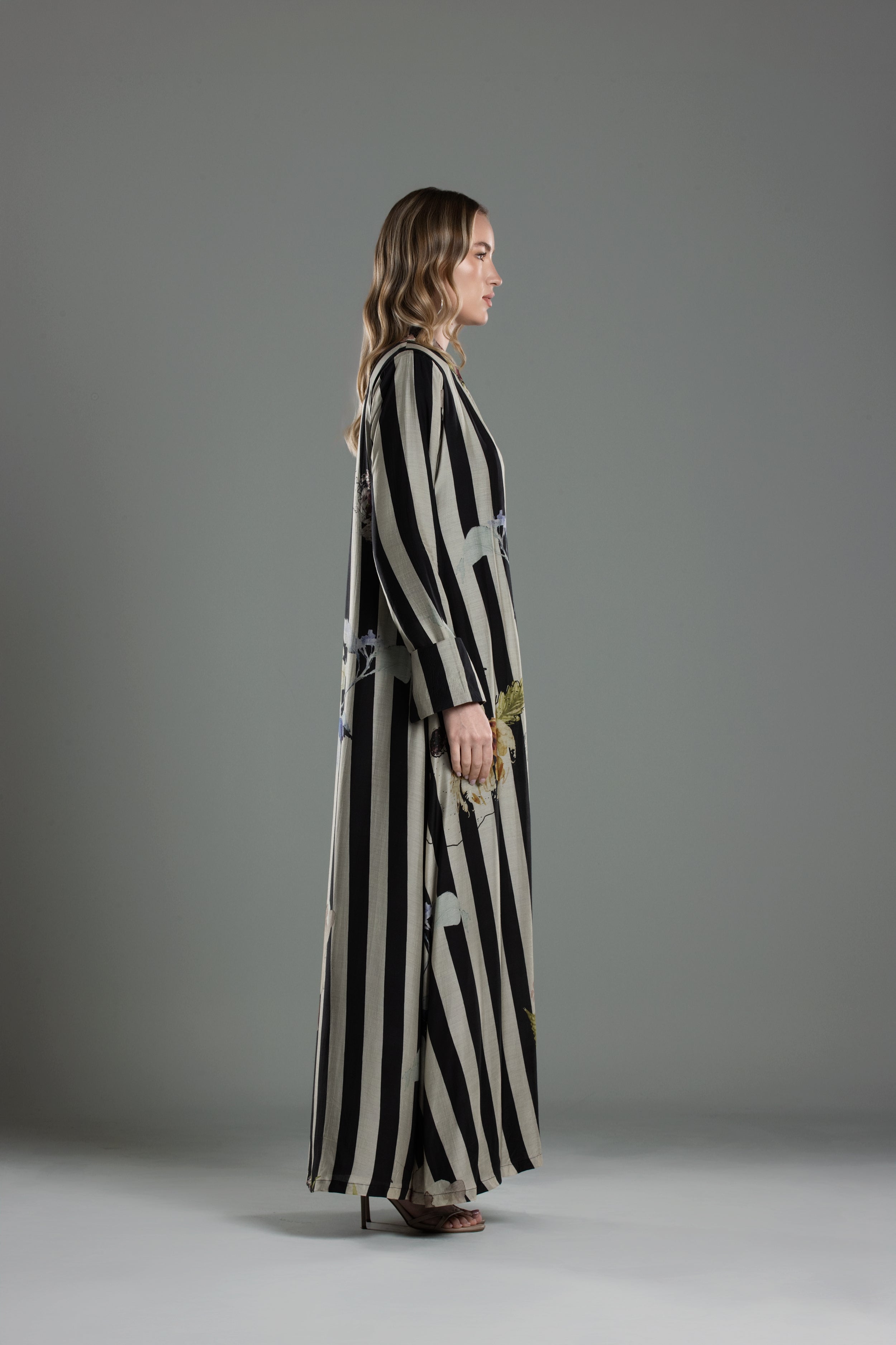 Striped Floral Abaya