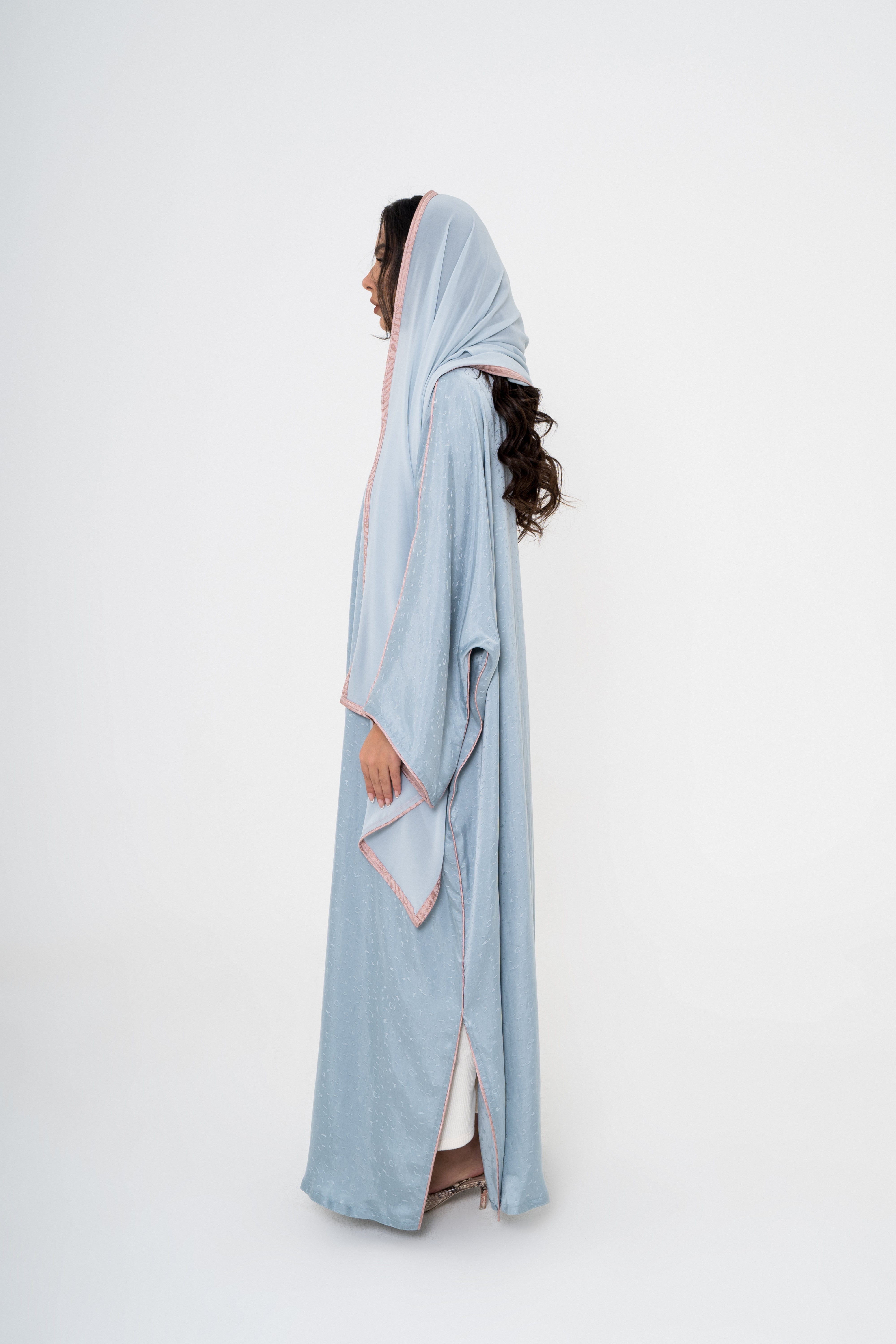 Silk Abaya with Contrast Piping