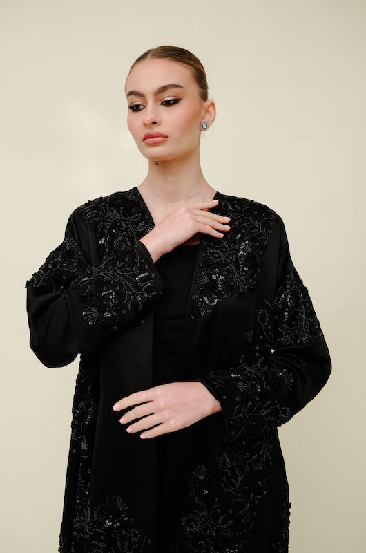 Embroidered Silk Abaya