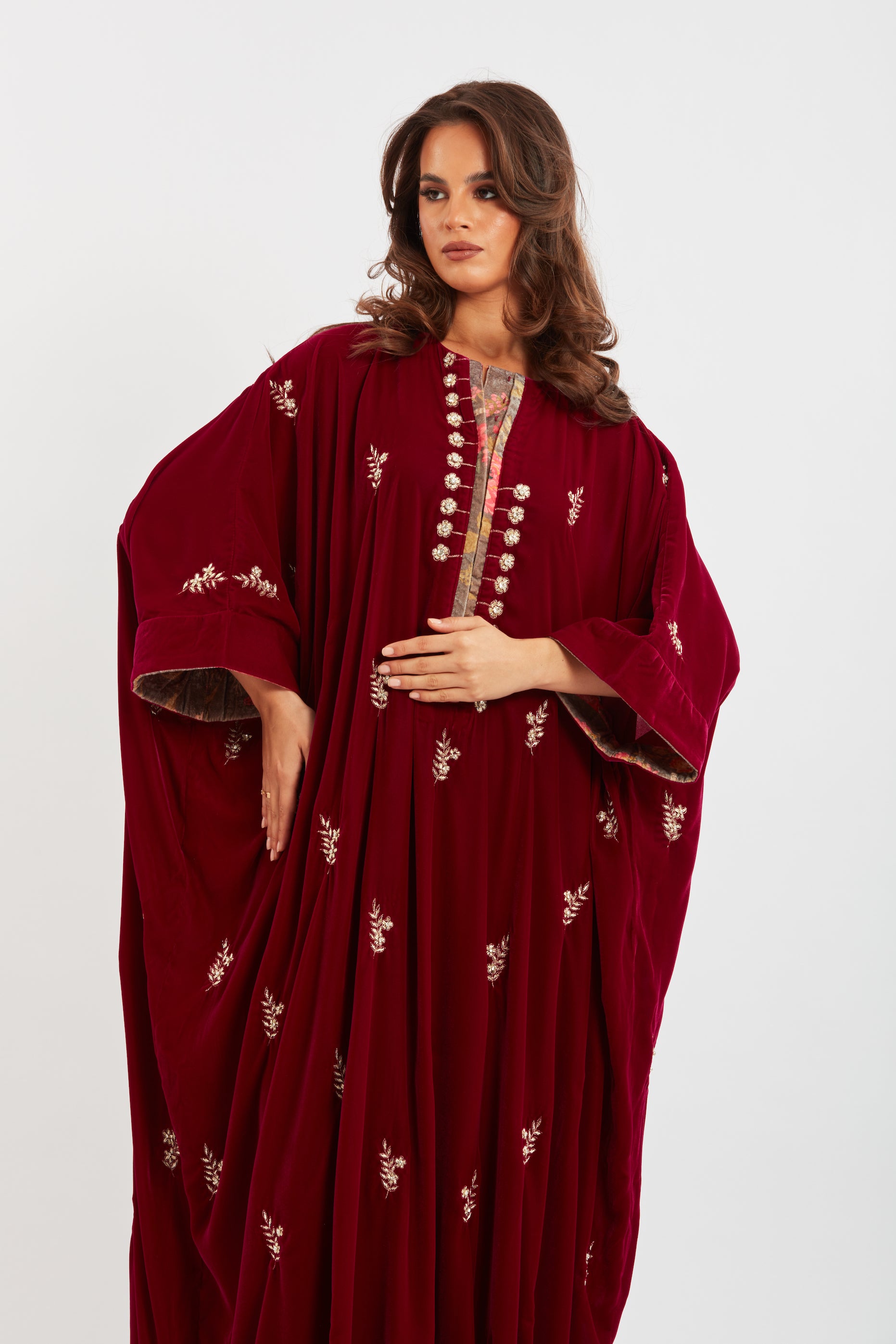 Embroidered Velvet Kaftan