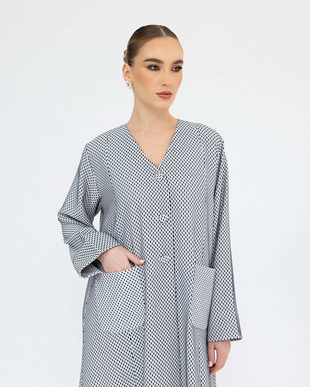 Textured White Abaya