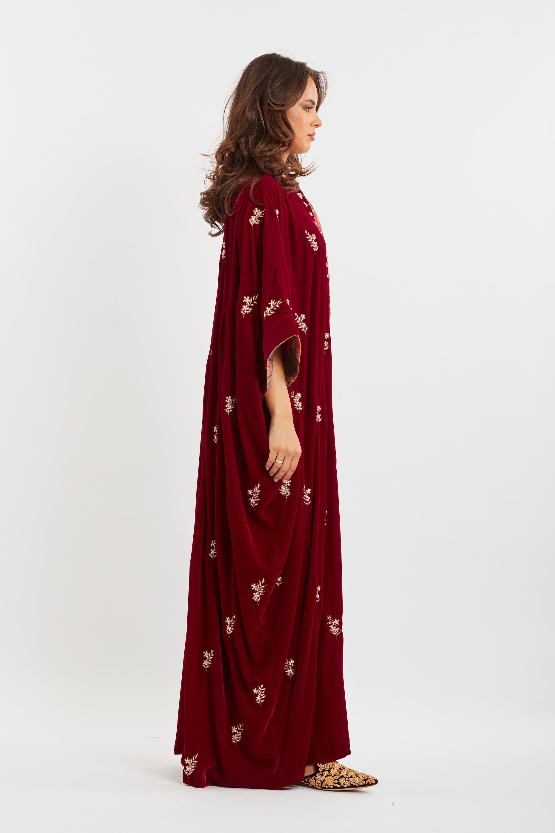 Embroidered Velvet Kaftan