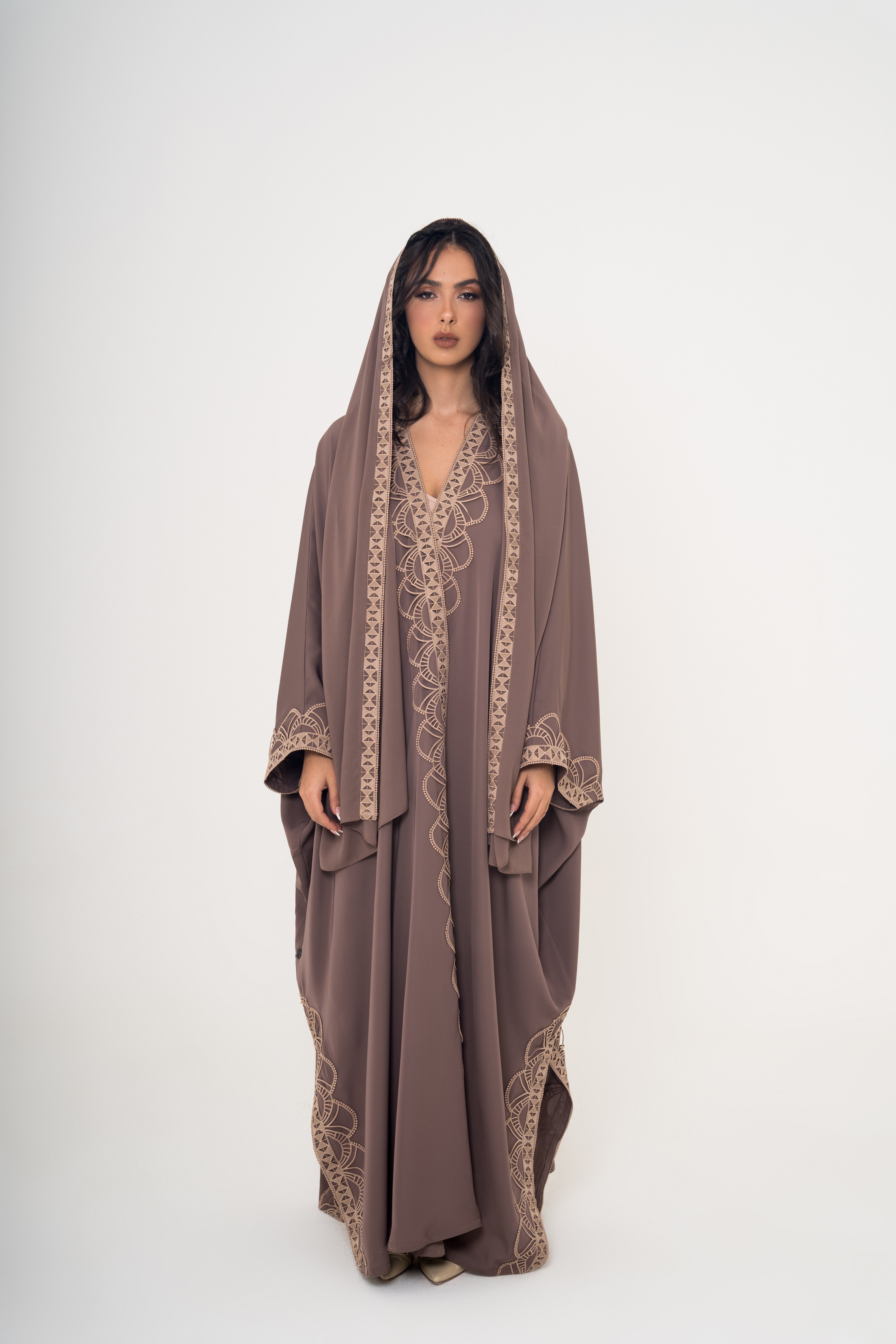 Crepe and Lace with Side Slit Abaya