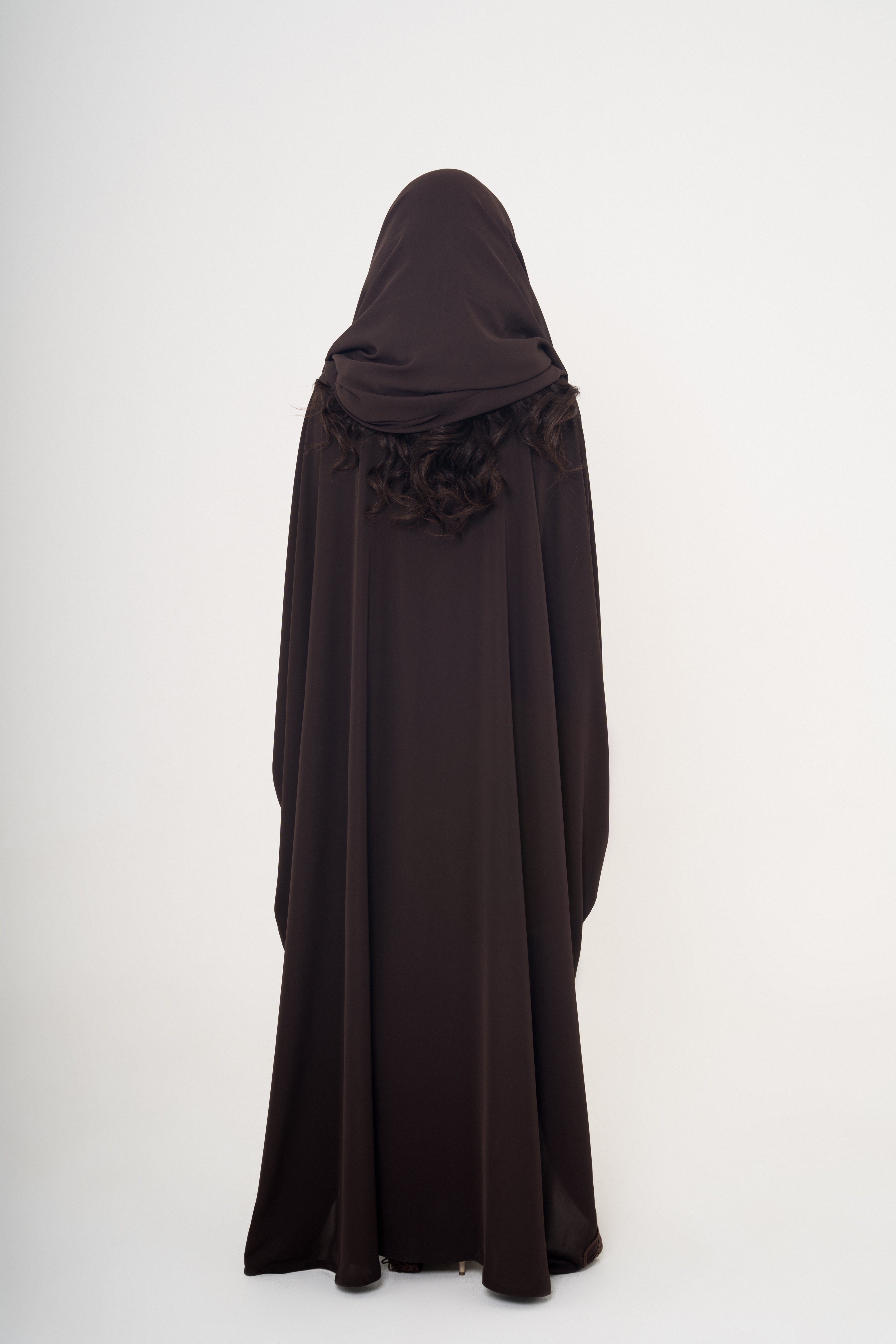 Crepe and Lace Side Slit Abaya