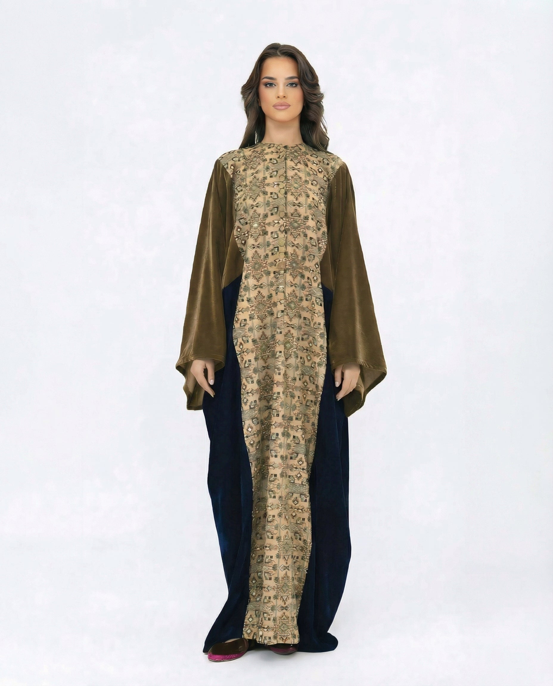 Contrast Velvet Kaftan