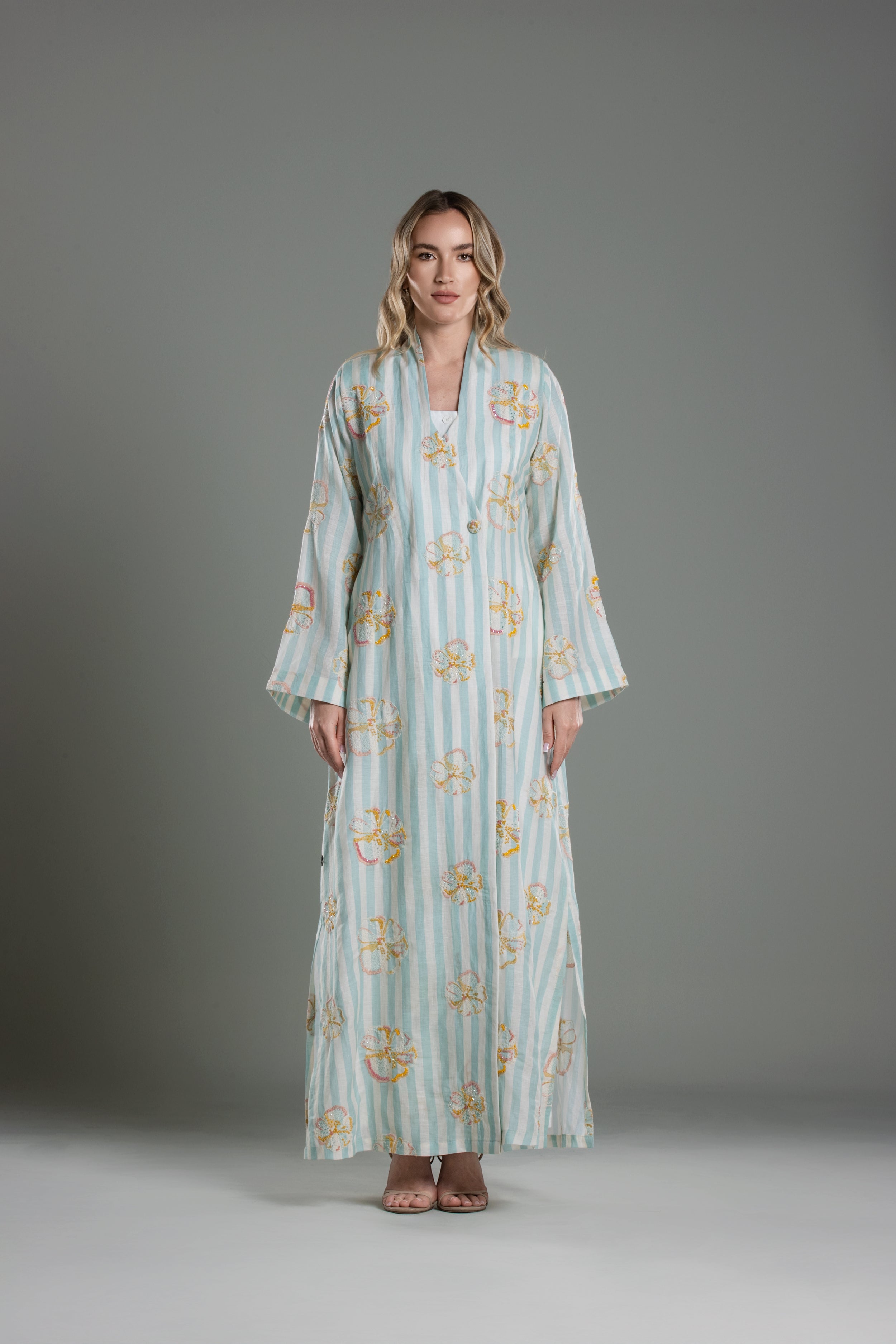 Stripe Overlap Blazer Abaya