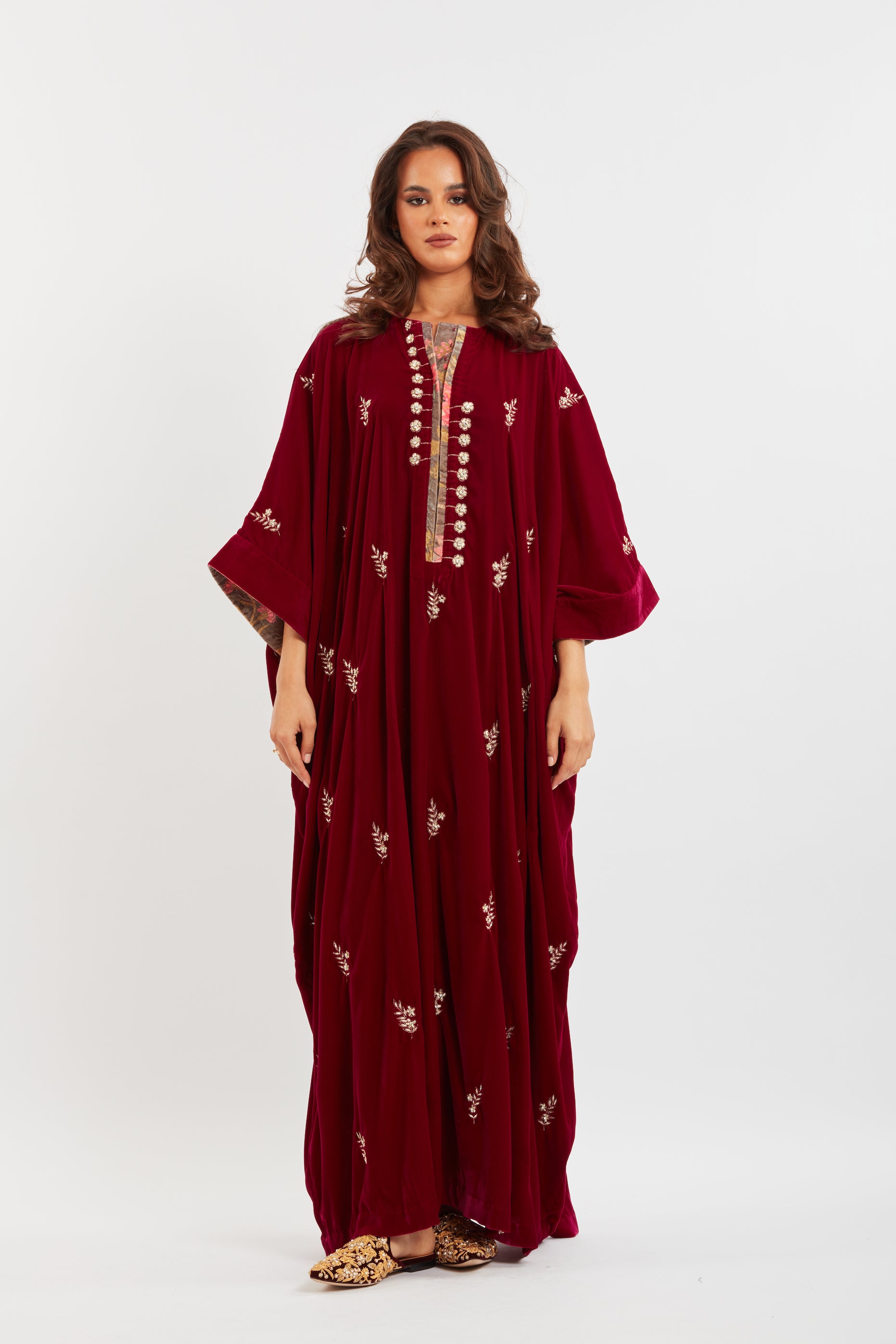 Embroidered Velvet Kaftan