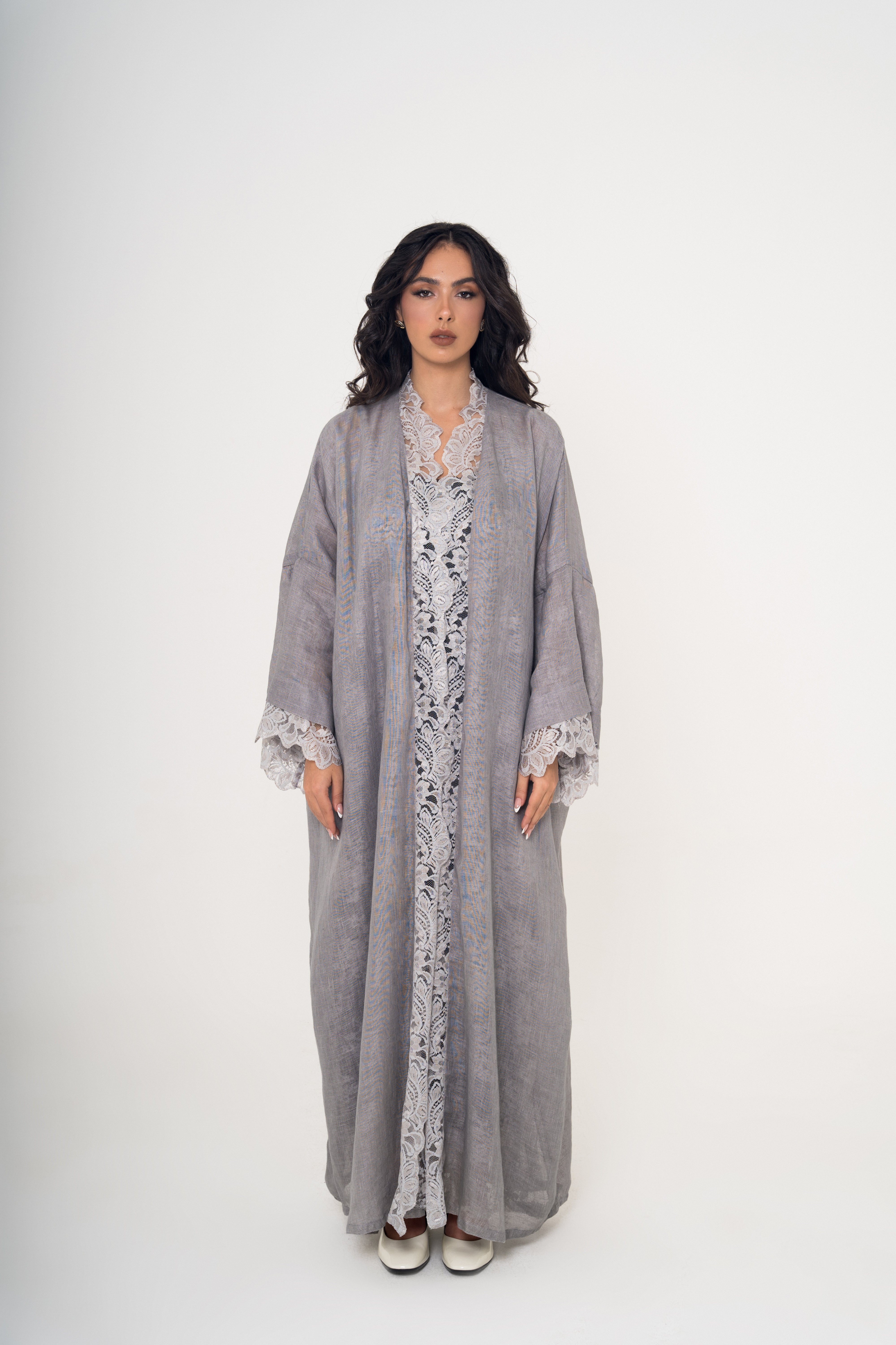 Linen Abaya with Lace Lining