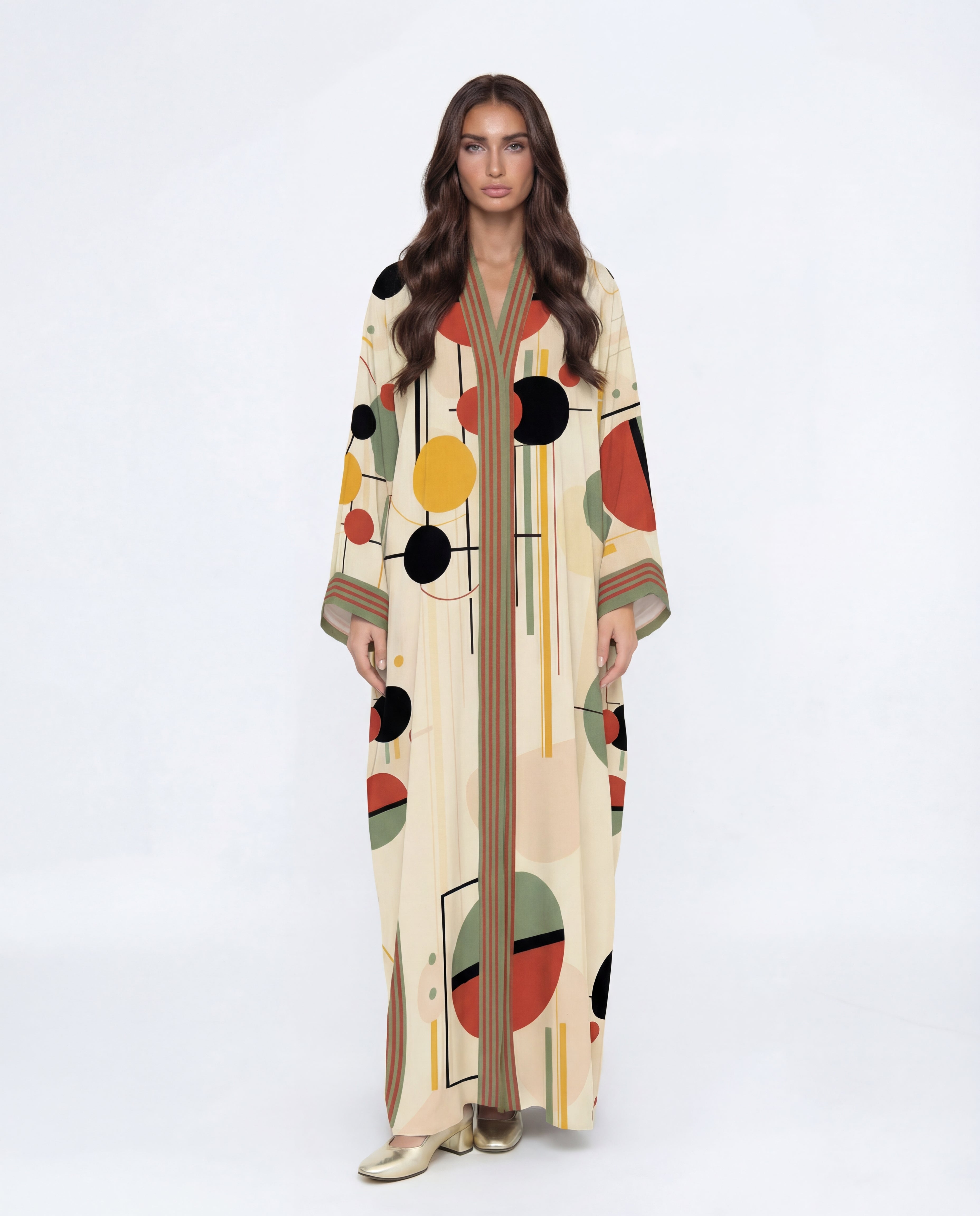 Ivory Printed Abaya